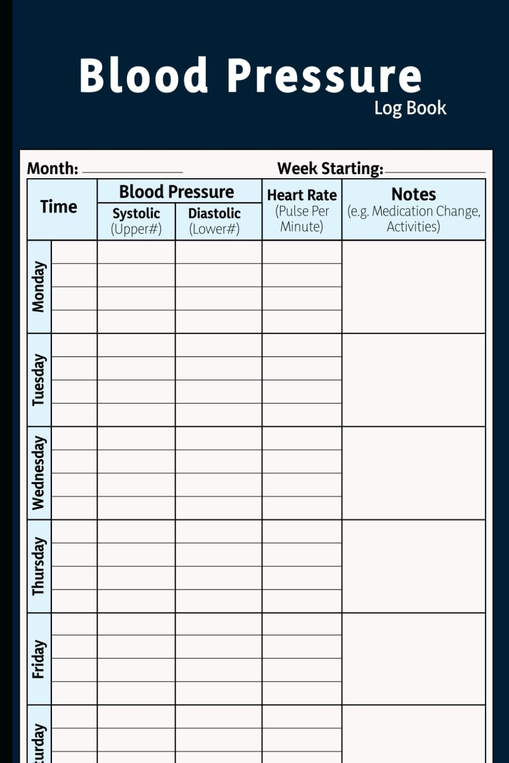 Blood Pressure Log Book Simple Daily Blood Pressure Log Record Monitor Blood Pressure At Home 110 Pages 6 X 9 Inches Paul Eden 9798484874231 Amazon Books