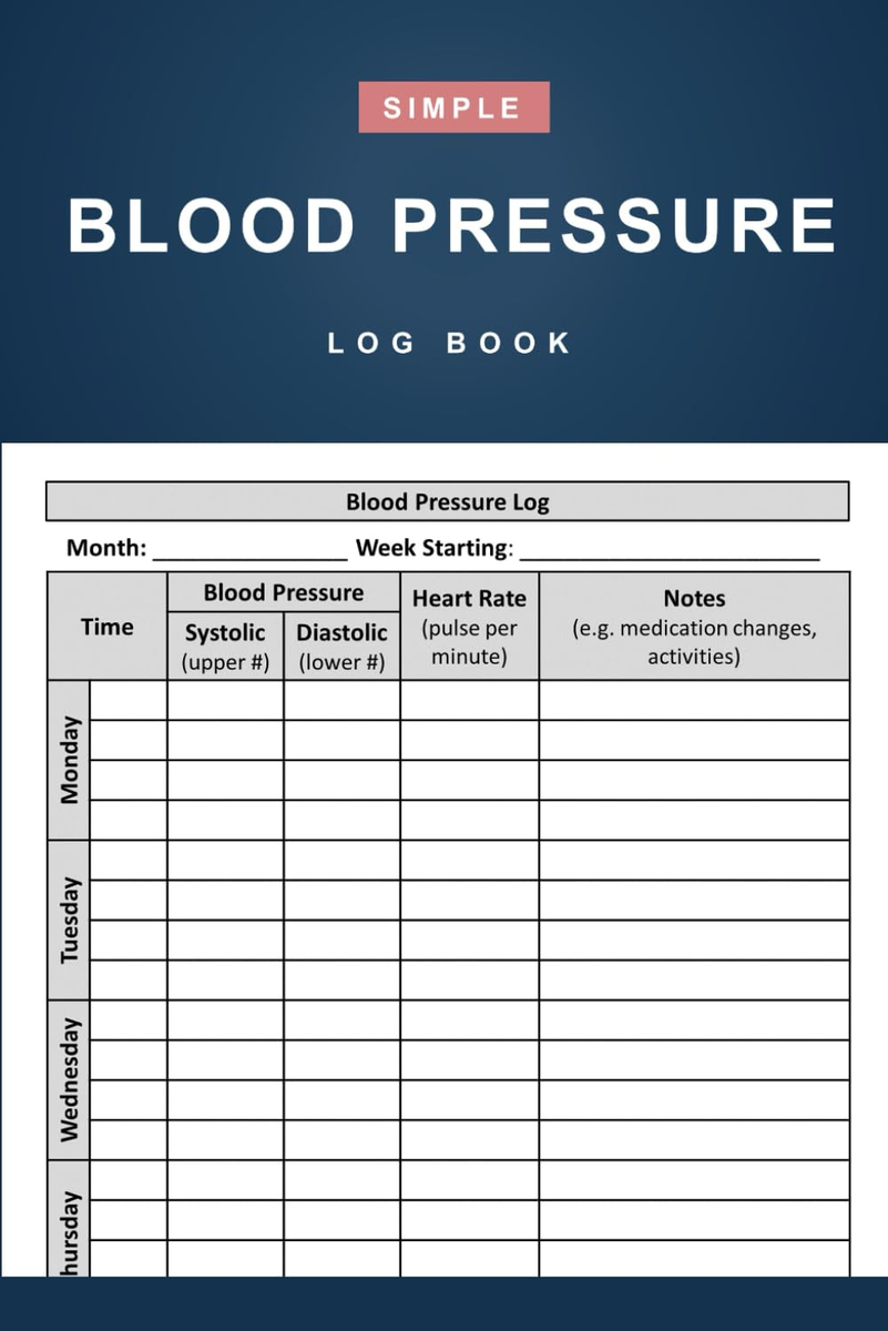 Blood Pressure Log Book Simple Daily Blood Pressure Log To Record And Monitor B EBay