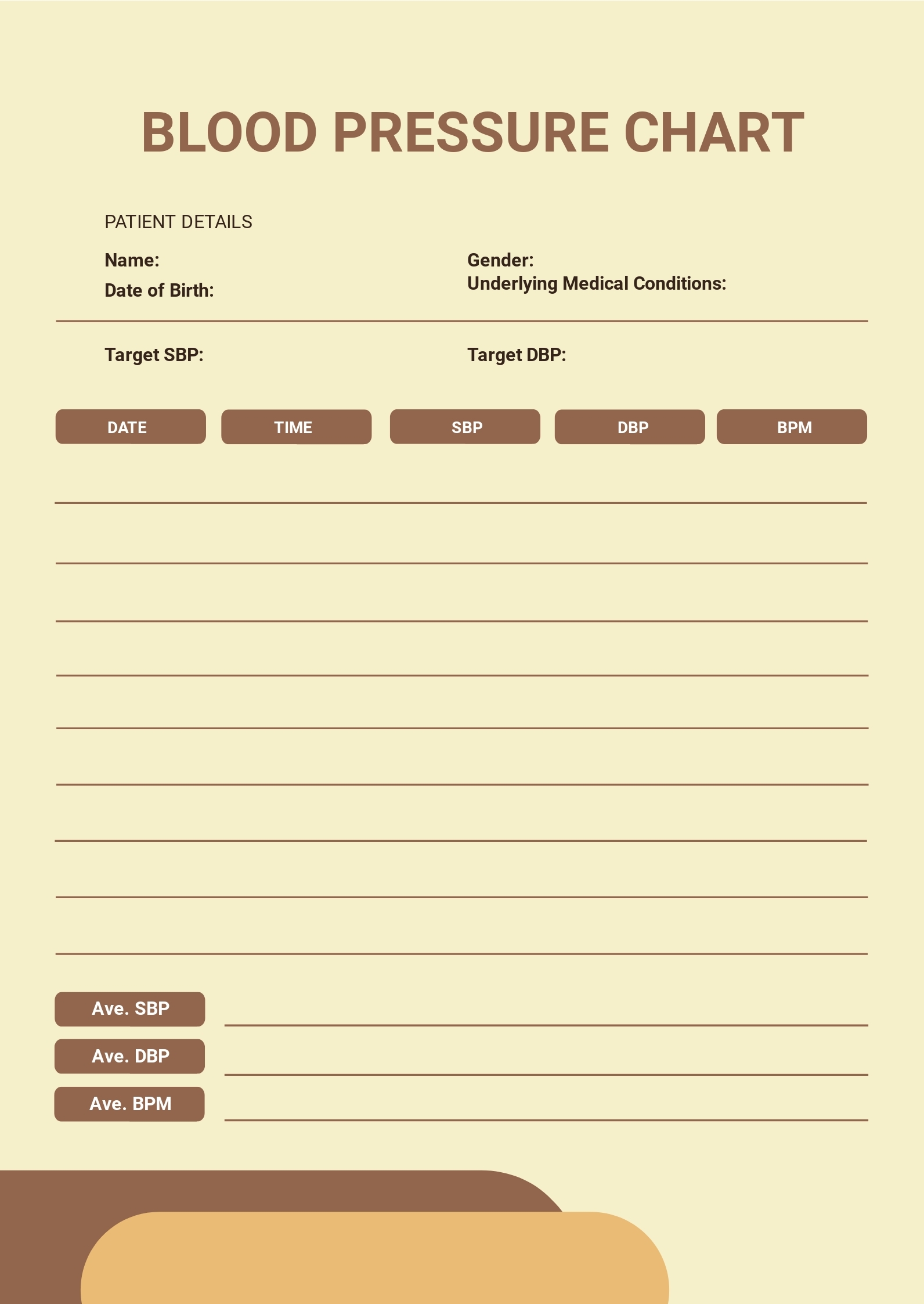Blood Pressure Log Chart In PDF Download Template