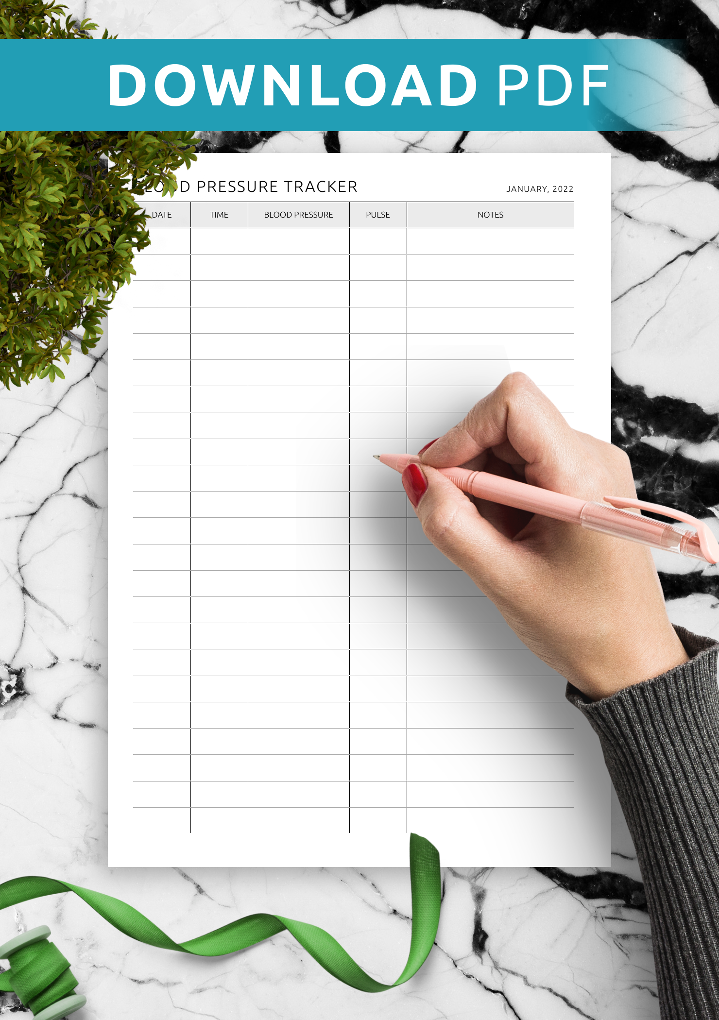 Blood Pressure Log Free Printable Chart