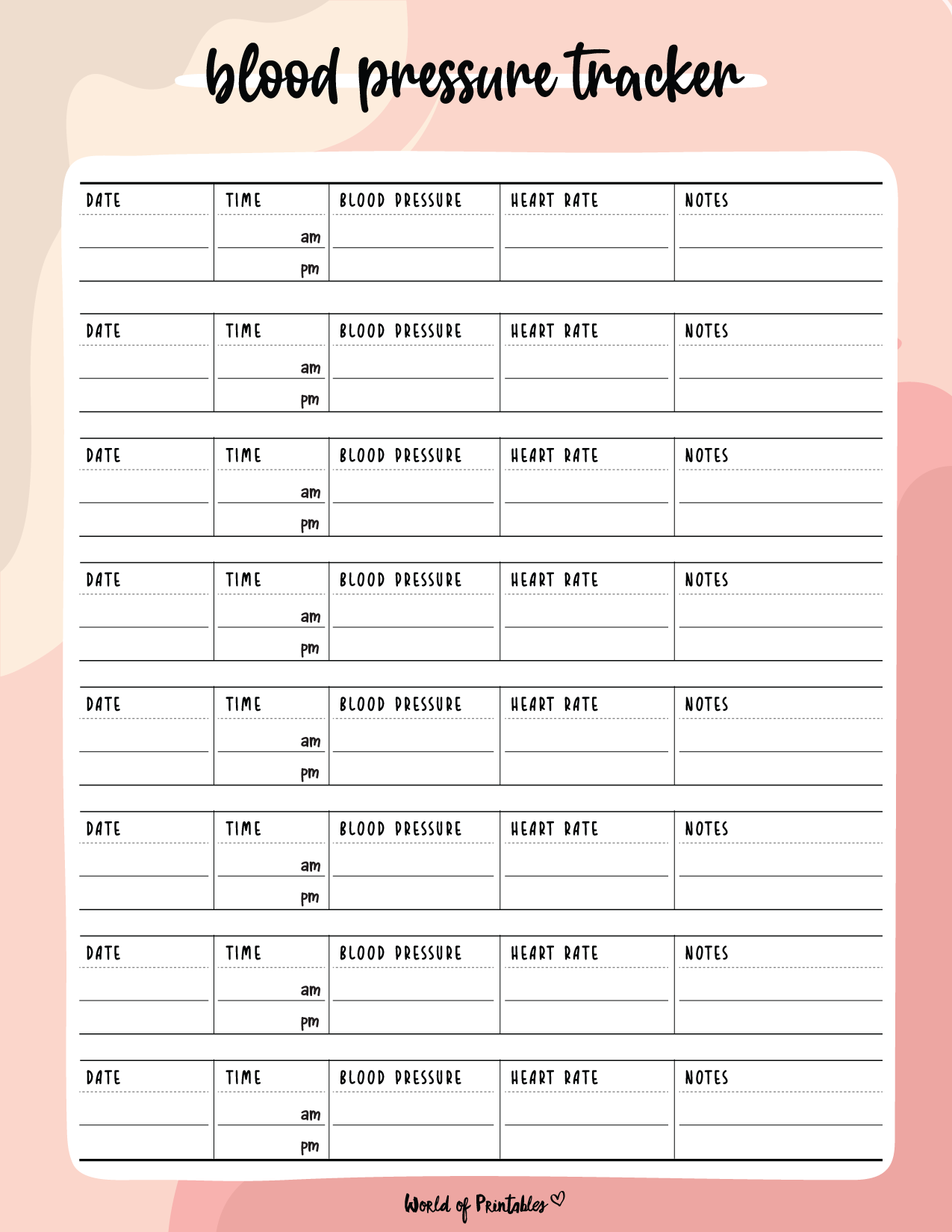 Blood Pressure Trackers World Of Printables