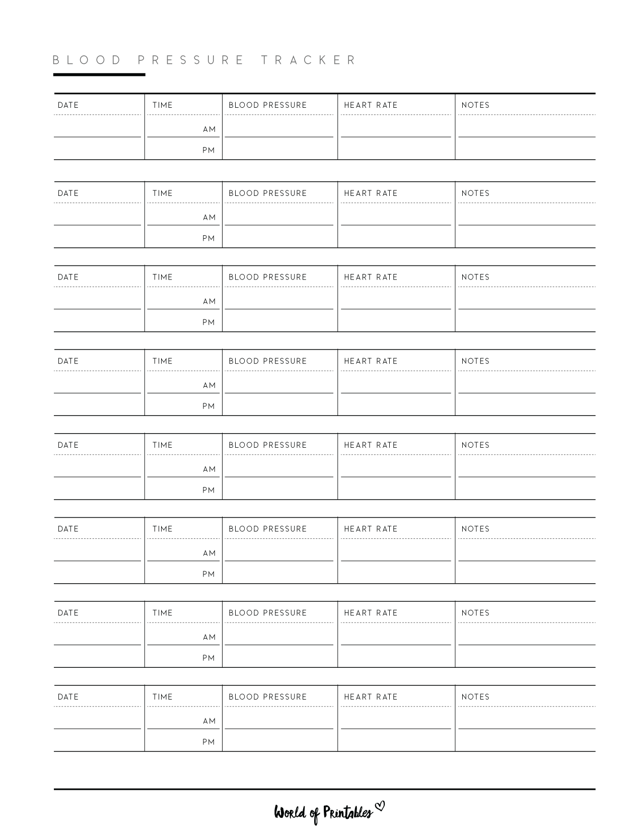 Blood Pressure Trackers World Of Printables