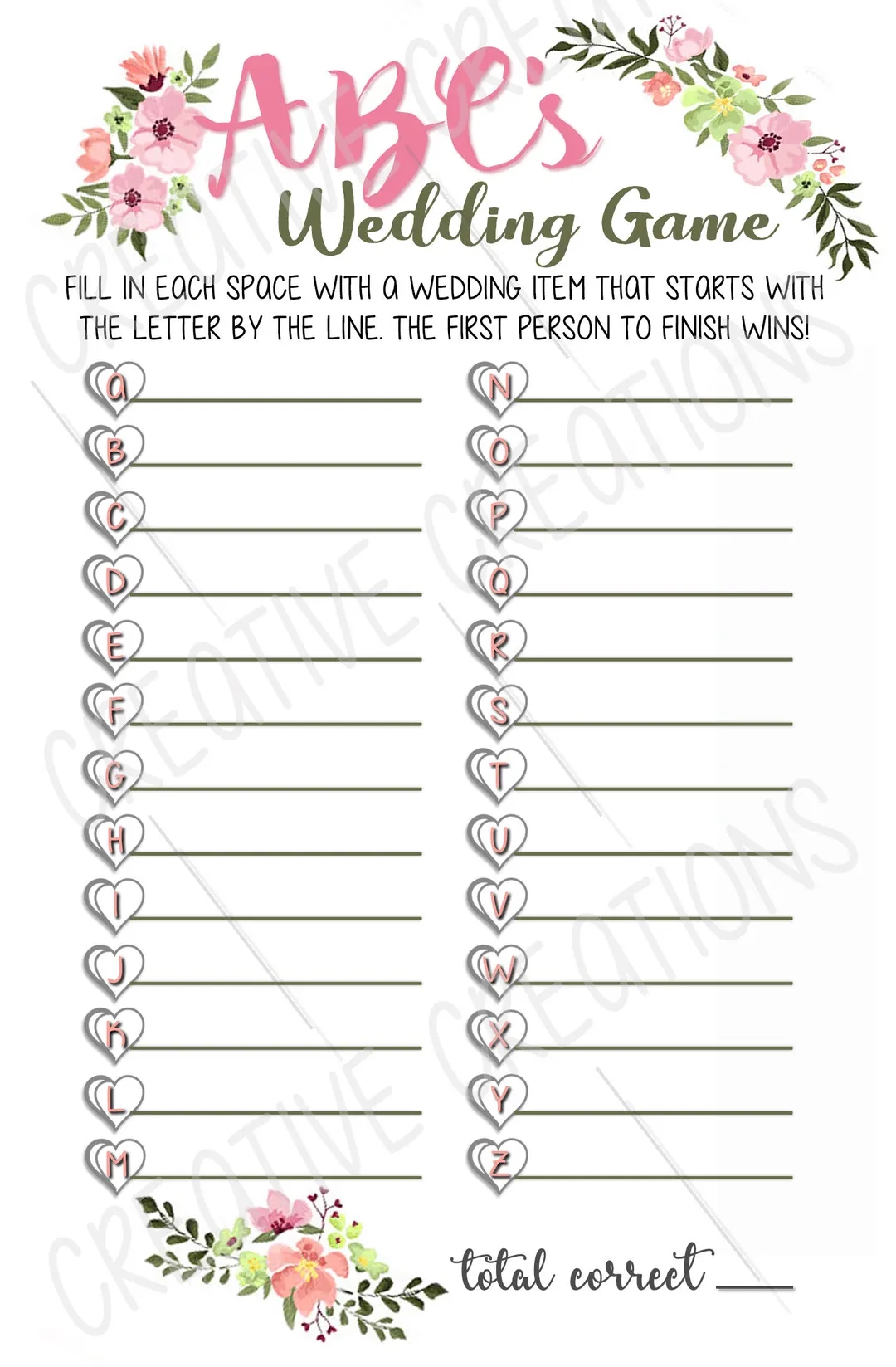 Free Printable Bridal Shower Games
