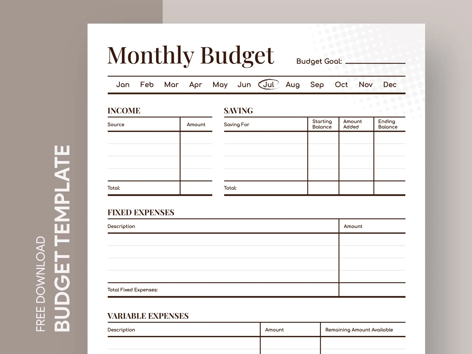 Free Budget Worksheets Printable