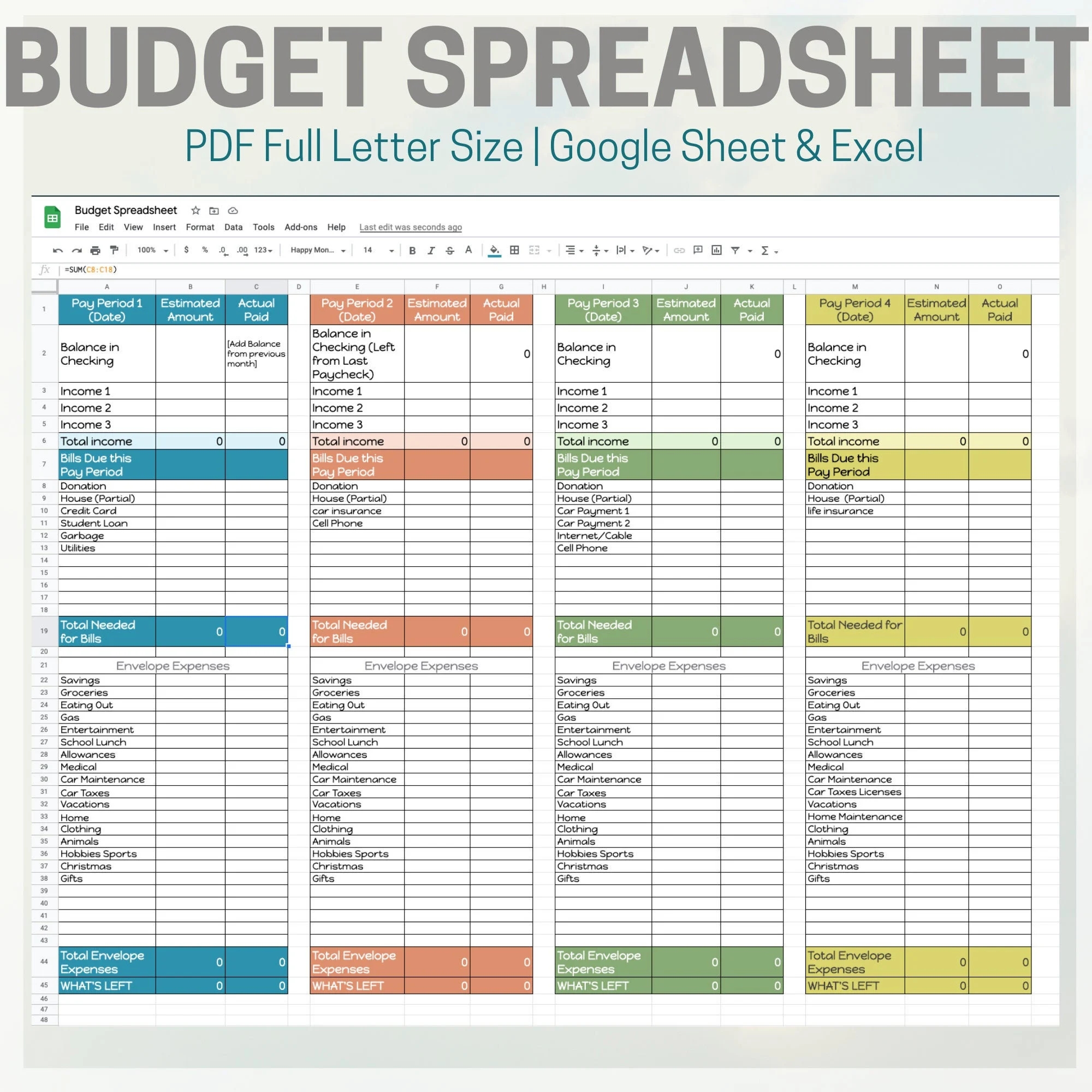 Budget Spreadsheet Template Free Printable