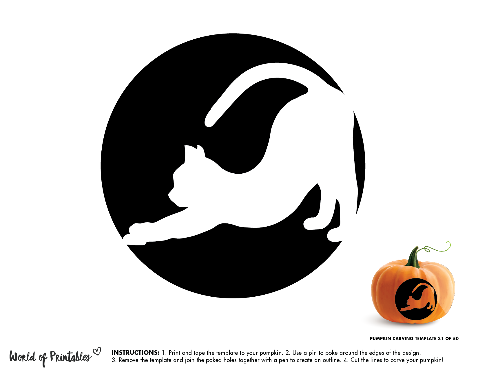 Cat Free Pumpkin Stencil Pumpkin Pattern Pumpkin Template Jack o lantern Stencil R PumpkinStencils