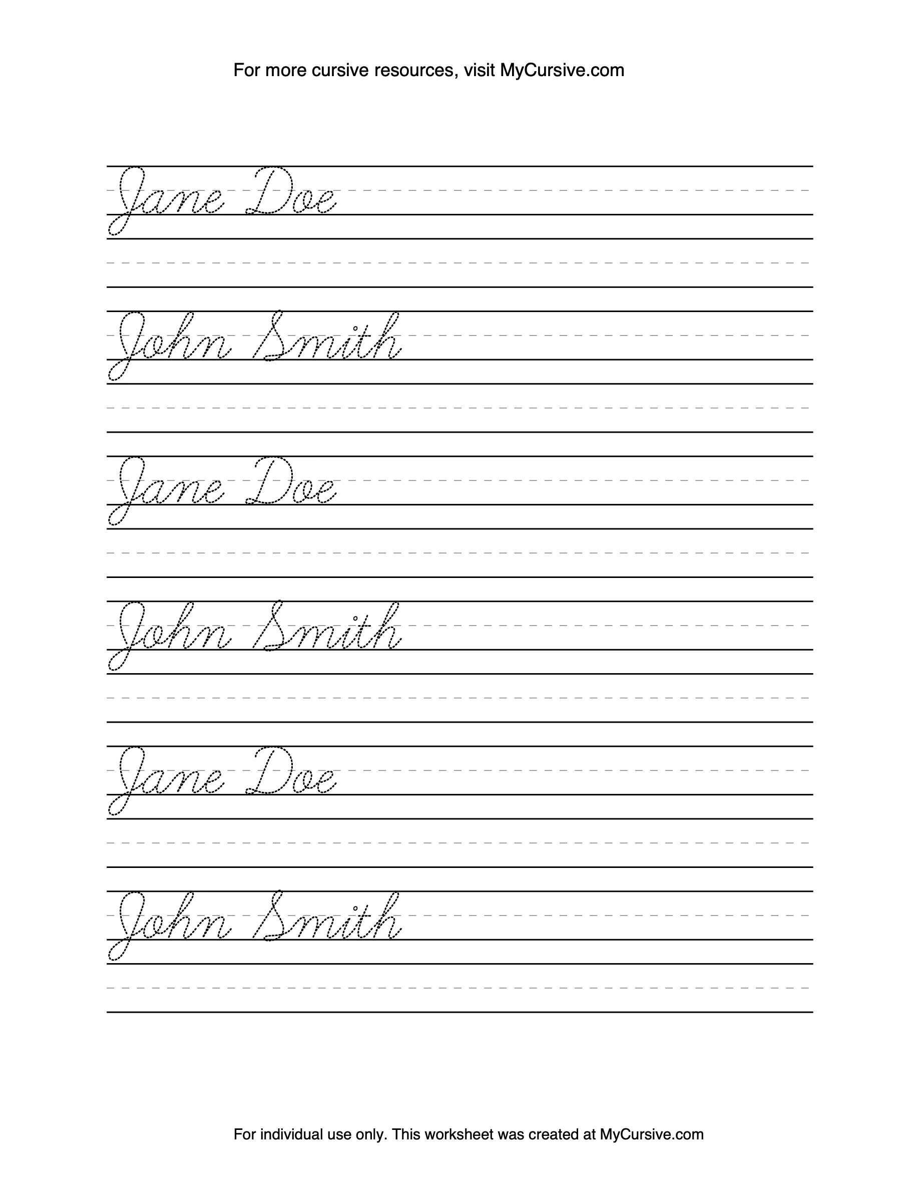 Free Printable Cursive Worksheets