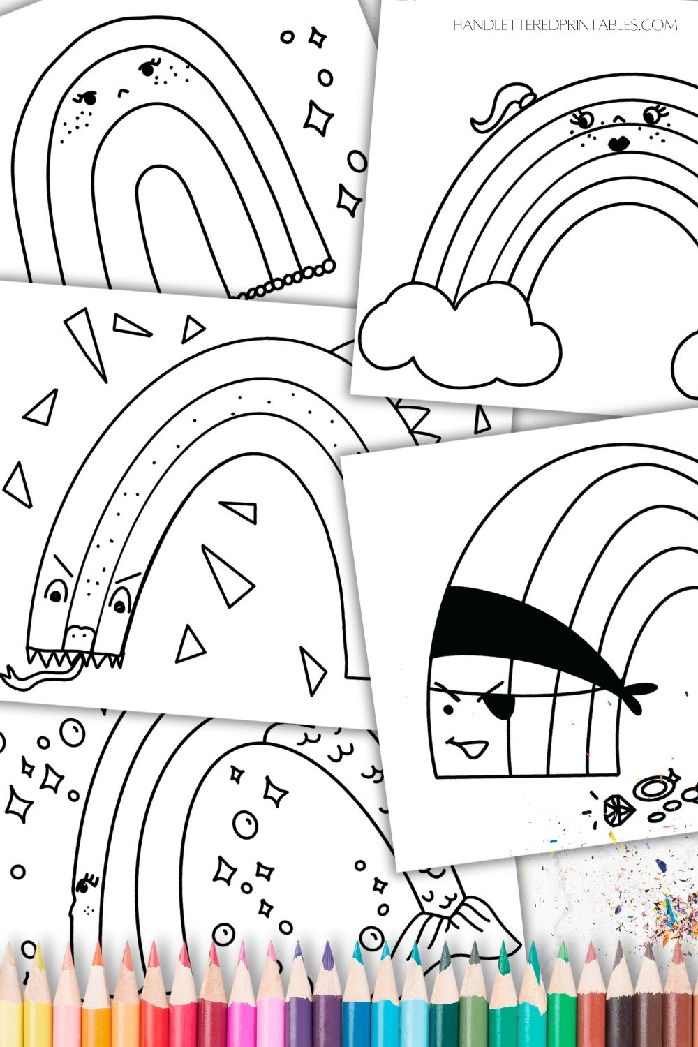 Cute Free Printable Rainbow Coloring Pages Hand Lettered Printables