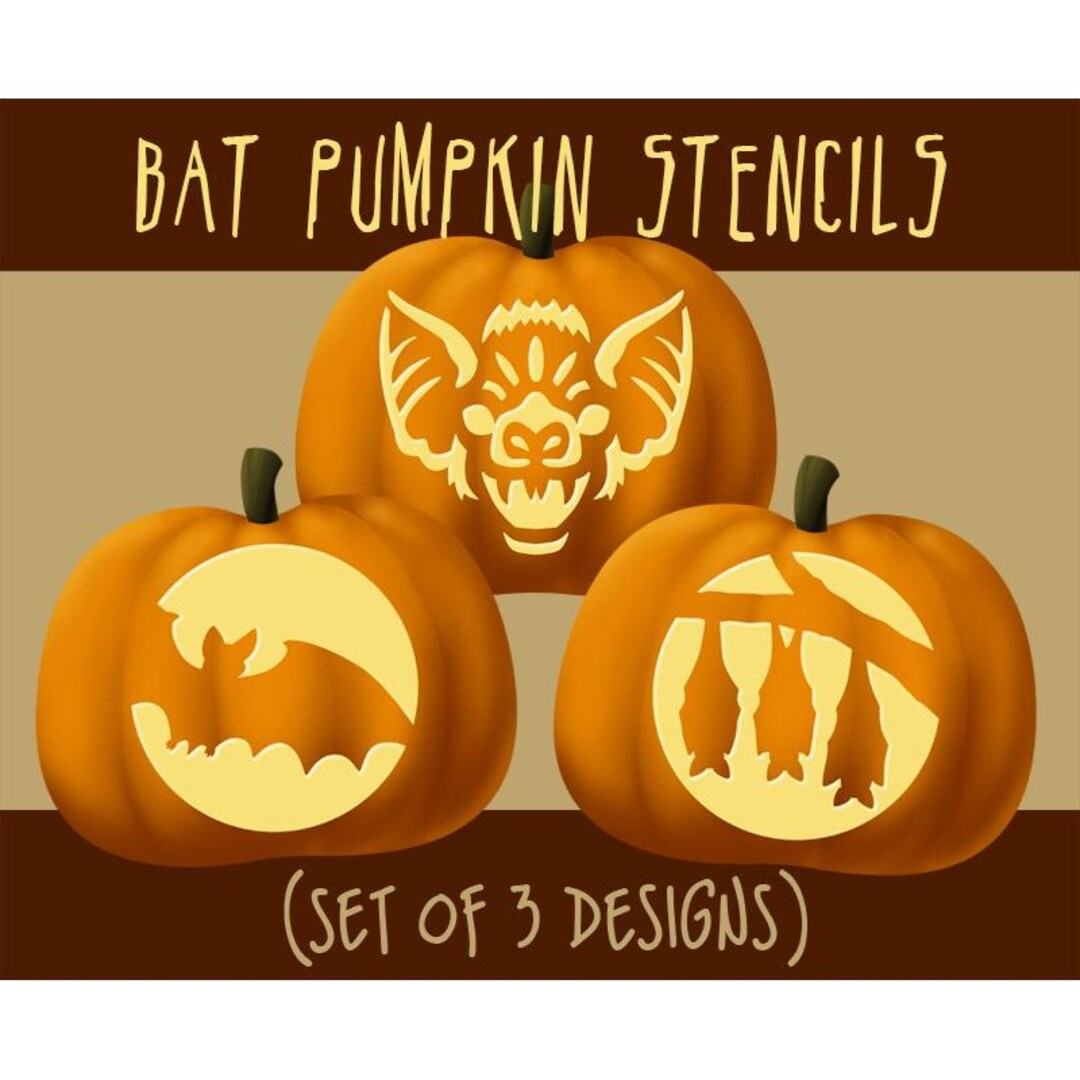Digital Bat Pumpkin Stencils Halloween Jack o lantern Patterns Etsy