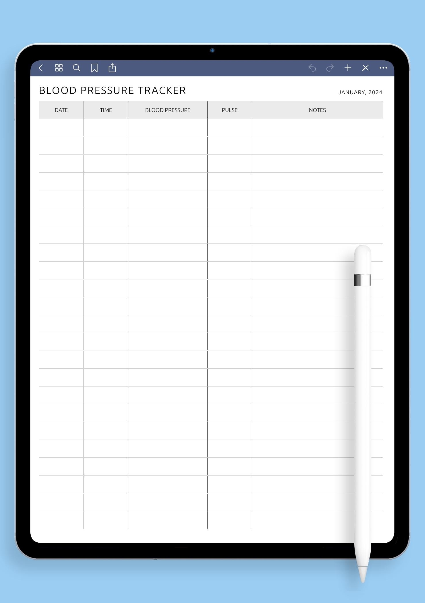 Download Printable Blood Pressure Tracker Original Style PDF