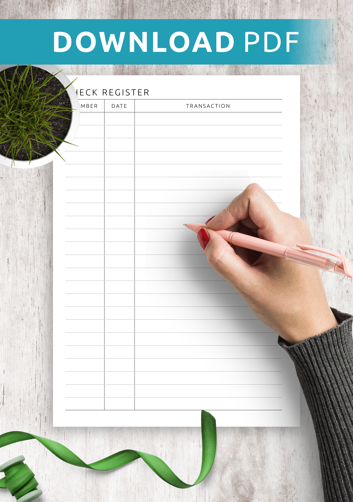 Download Printable Checkbook Register And Withdrawal Template PDF