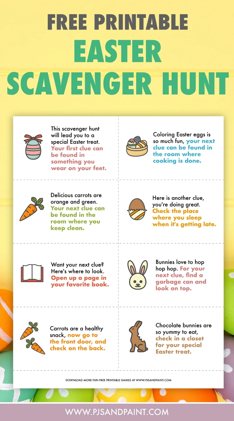 Easter Scavenger Hunt For Kids Free Printable Game Pjs And Paint Worksheets Library