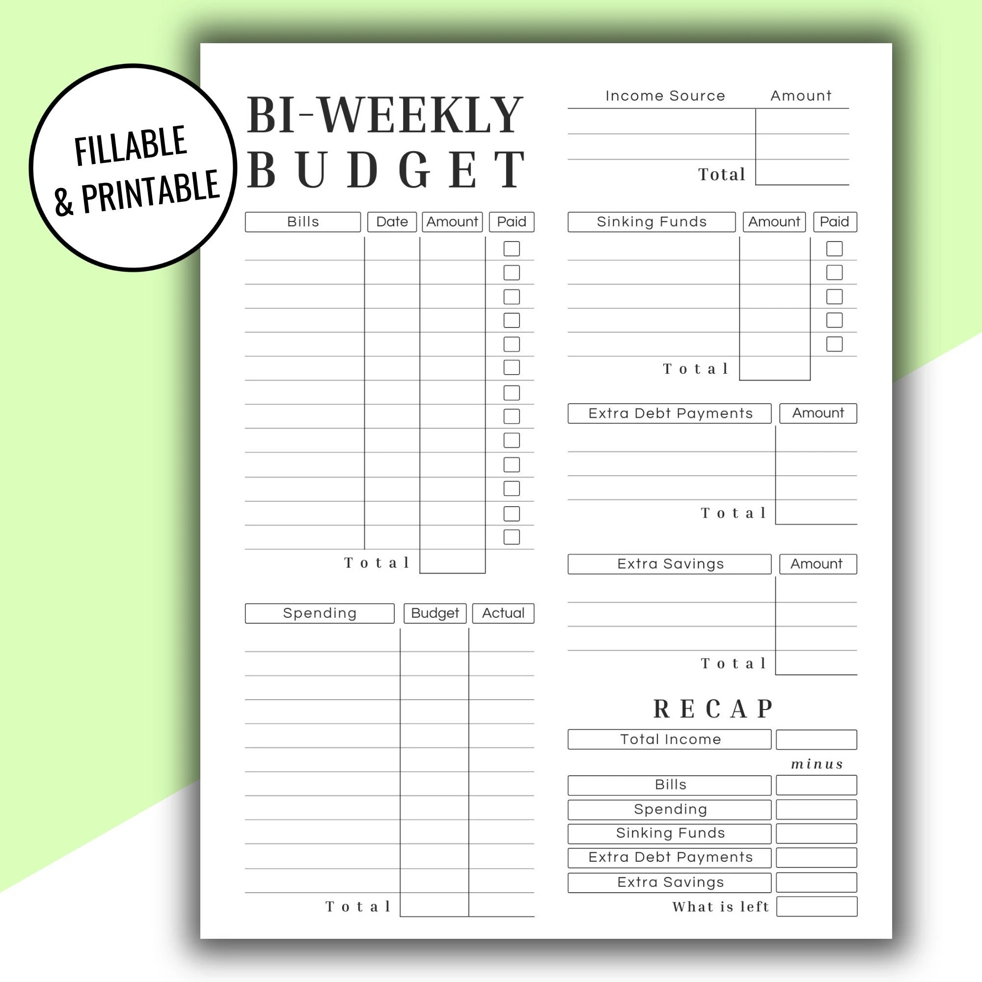 Bi Weekly Budget Templates Free Printable