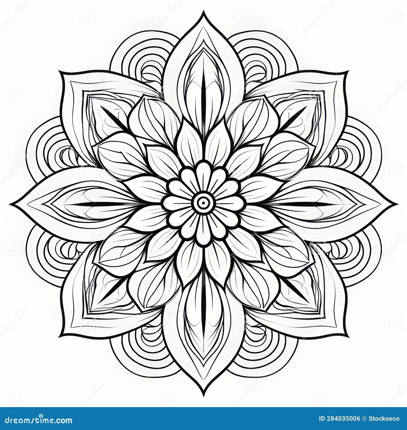 Elegant Flower Coloring Pages For Adults Circular Geometric Patterns Stock Illustration Illustration Of Line Elegant 284035006