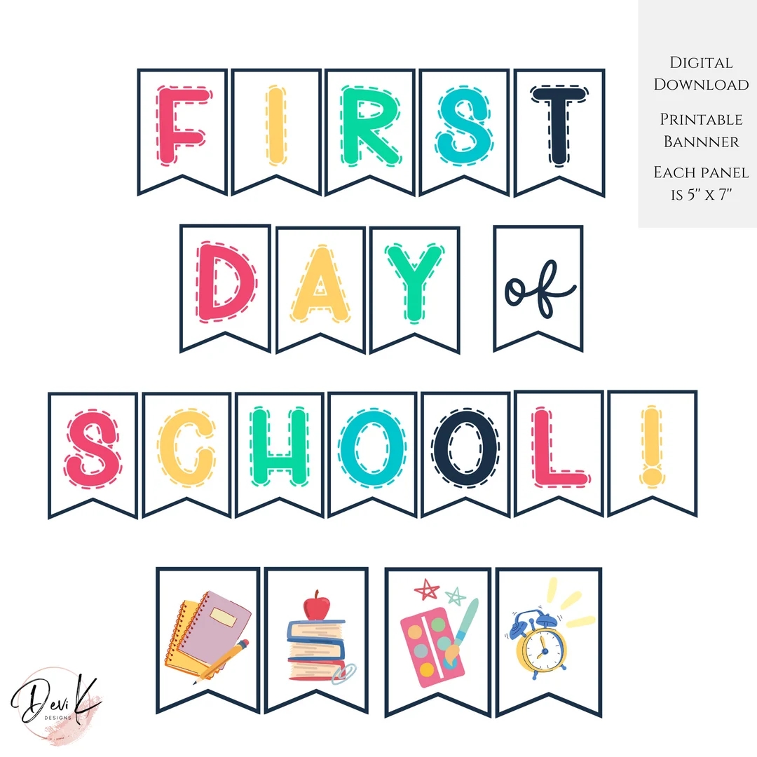 FIRST Day Of School Printable Banner Printable Banner For The FIRST Day Of School Teacher Classroom Decoration Instant Download PDF Etsy