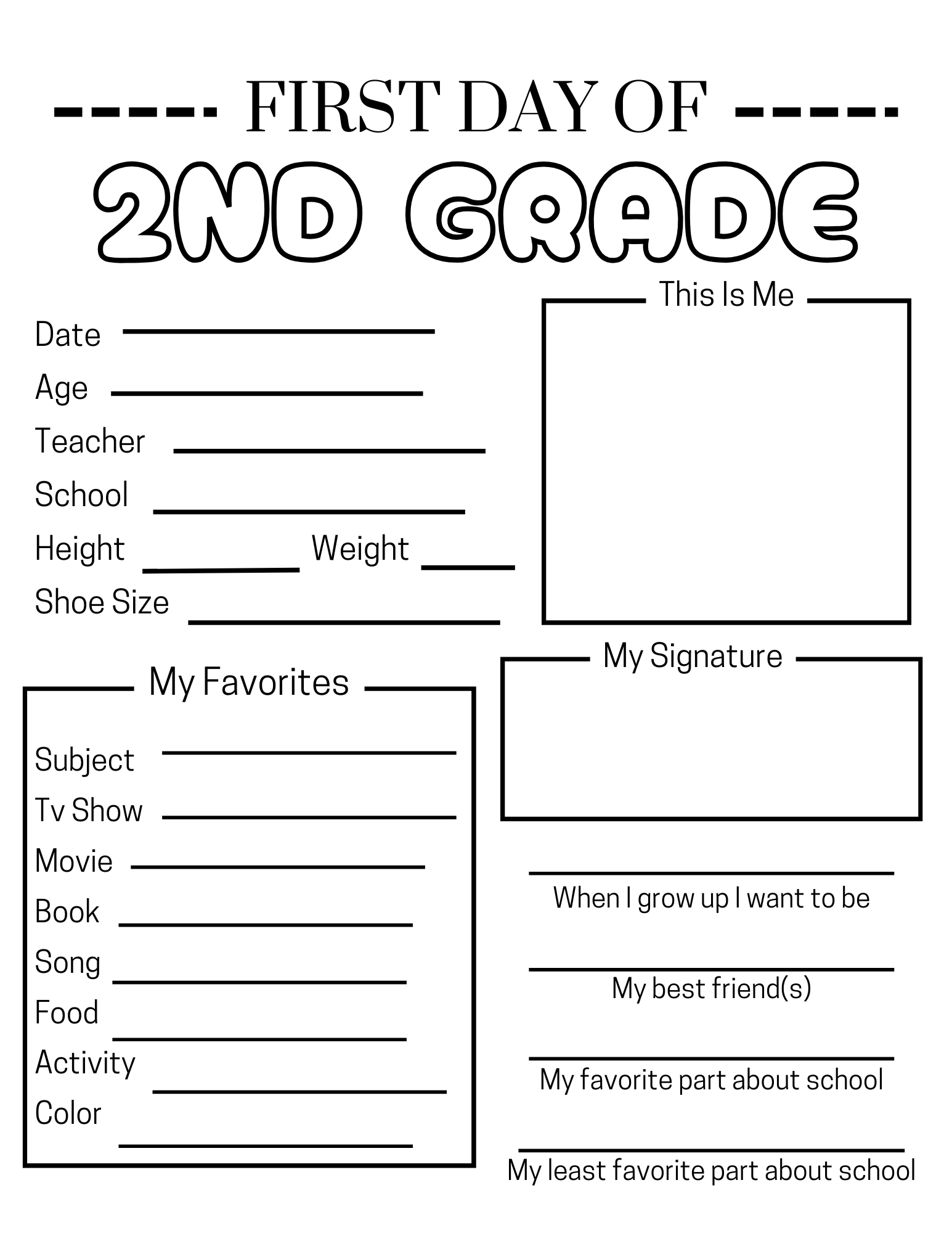 First Day Of Second Grade Classful