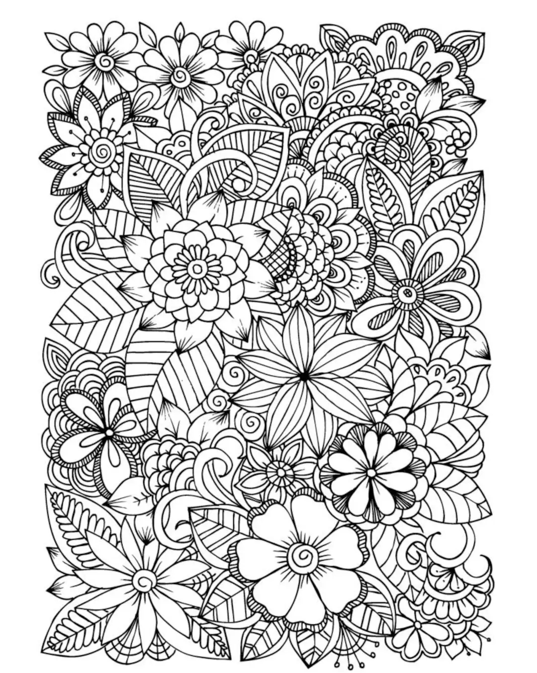 Flower Coloring Pages 30 Flowers Adult Coloring Pages 30 Digital Coloring Pages printable PDF Download Etsy