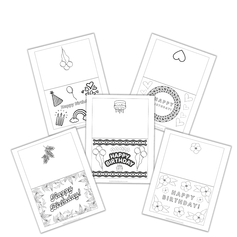 Foldable Printable Birthday Cards To Color Add A Little Adventure