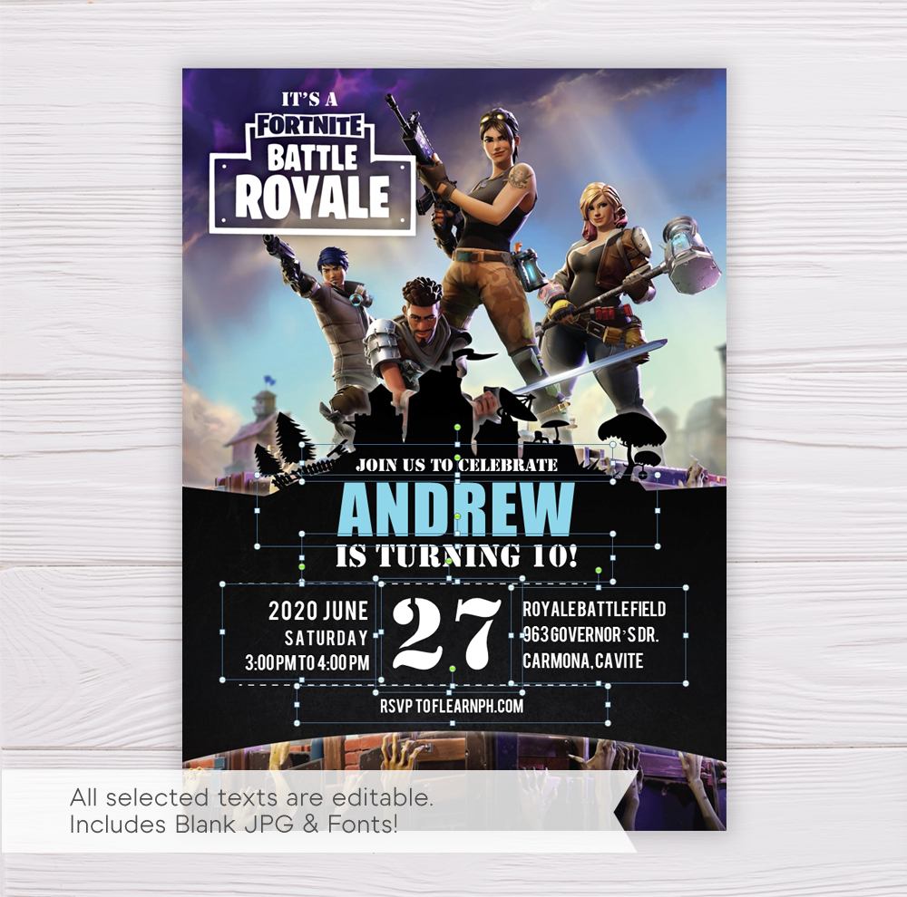 Fortnite Birthday Invitations Free Printable