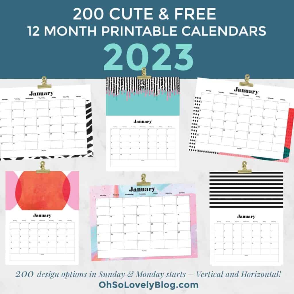 FREE 2023 Calendars 200 Beautiful Designs To Choose From 