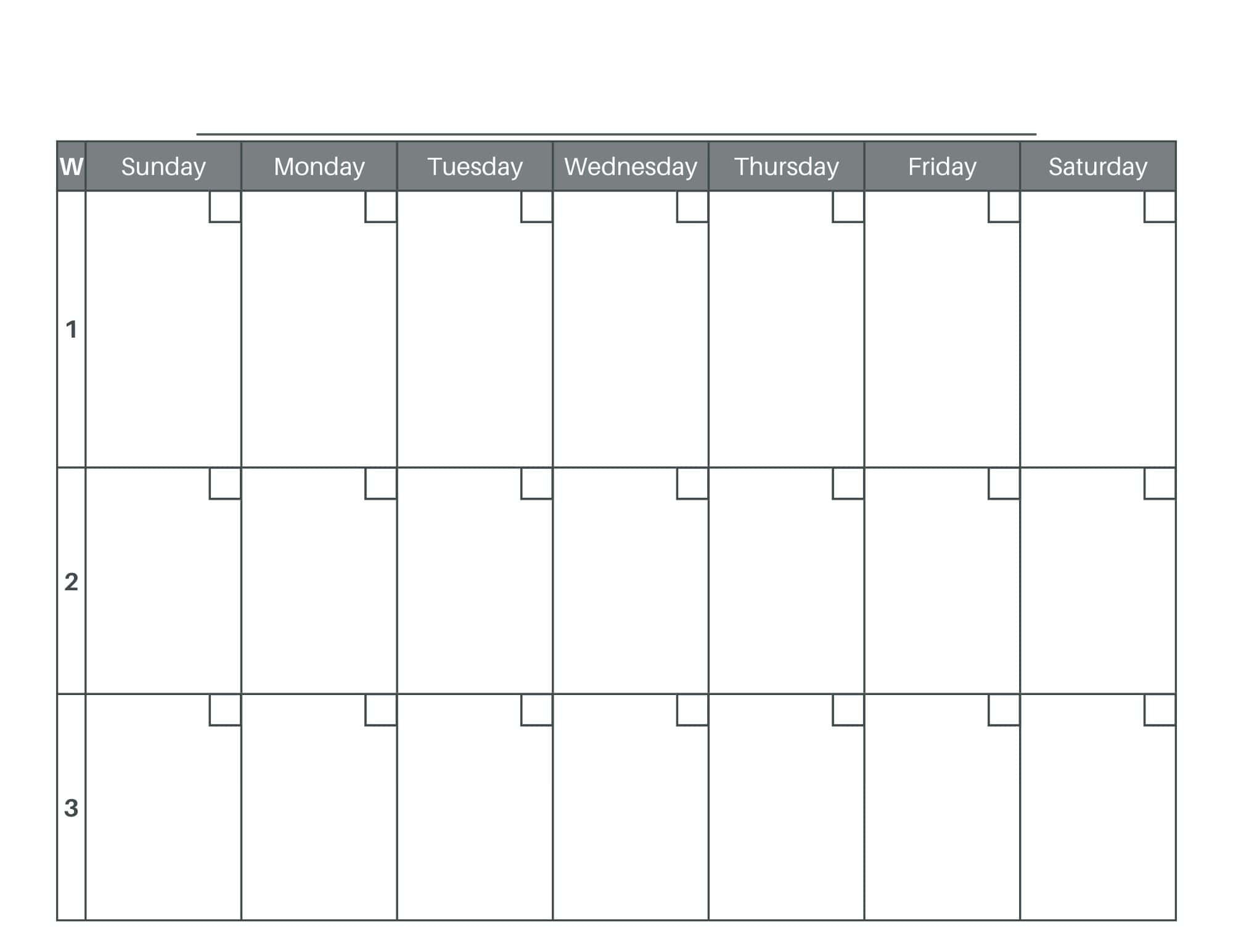 Free Blank Calendar Printable
