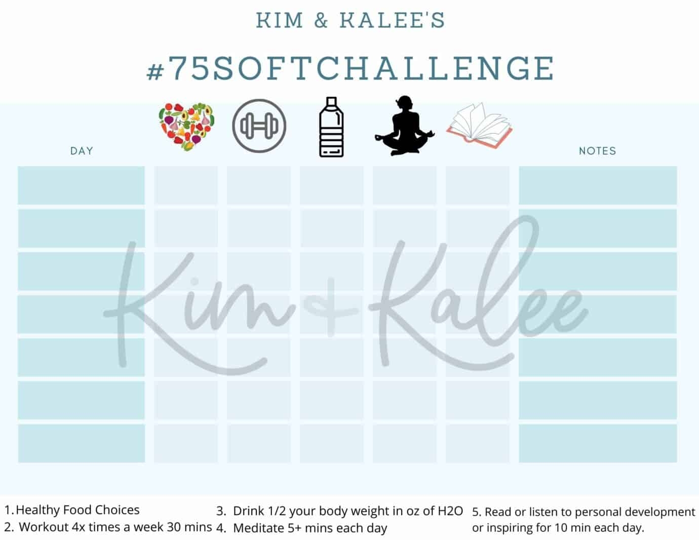 Free 75 Soft Printable Calendar Worksheet Template 75 Soft Challenge