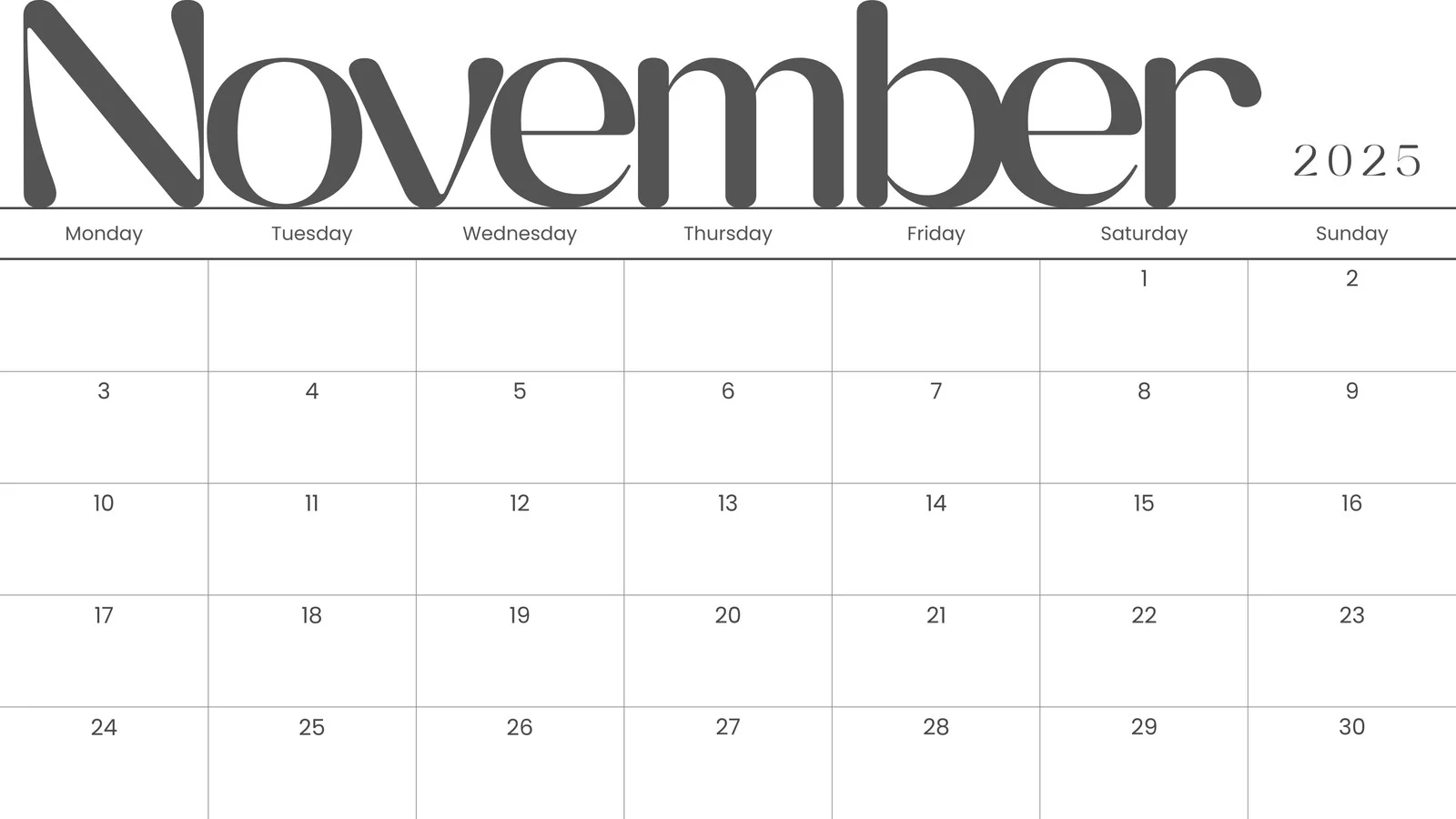 Free Printable Monthly Calendar 2025