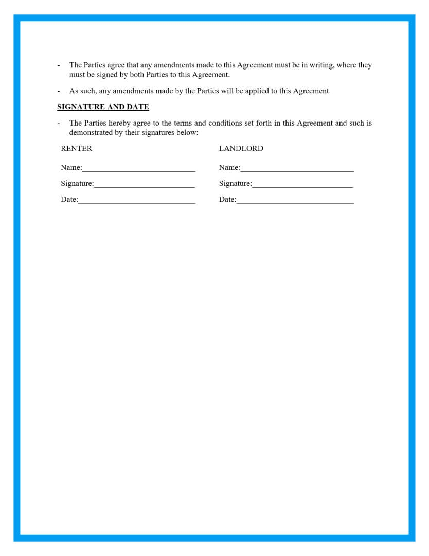 Simple Rental Agreement Free Printable