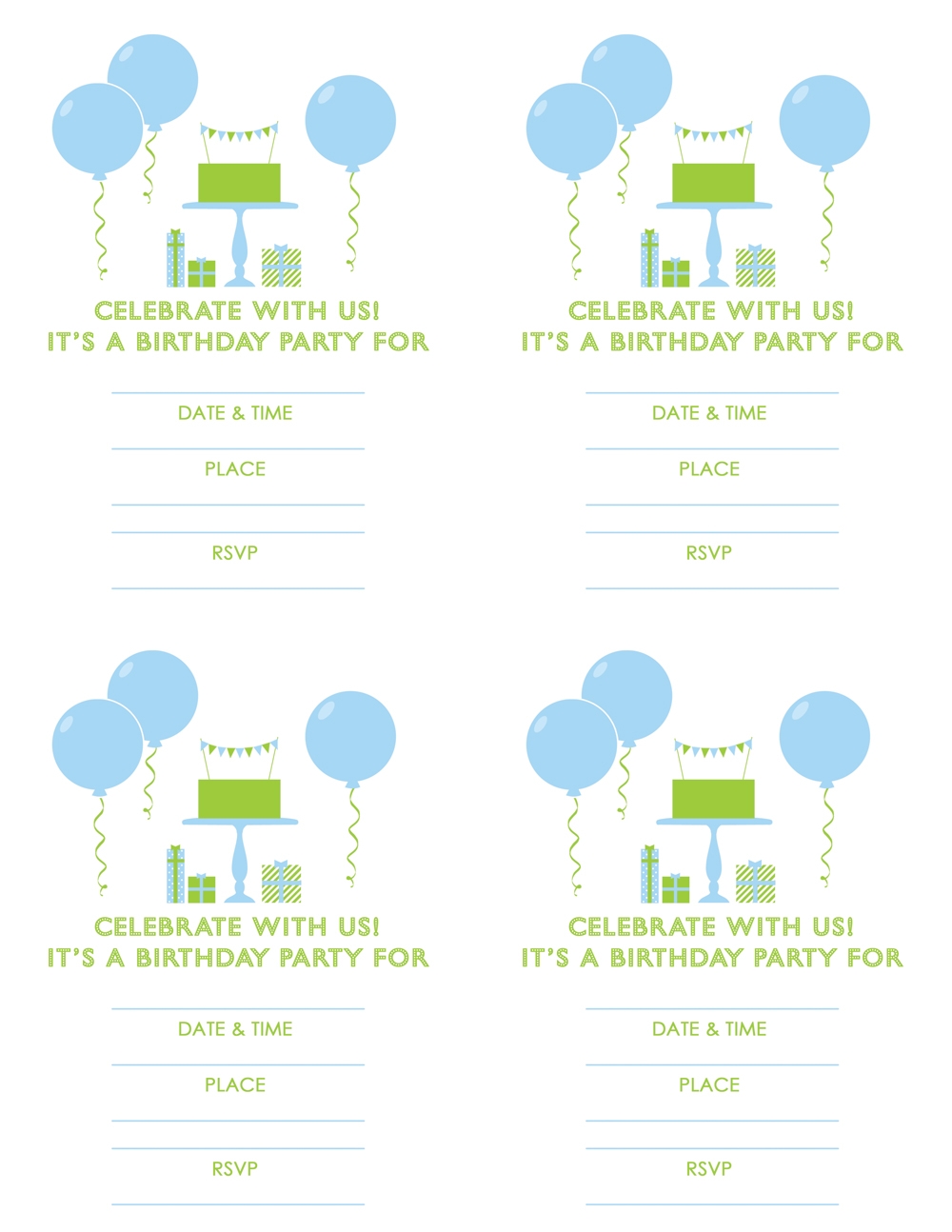 FREE Blue And Green Boy Birthday Printables From Green Apple Paperie Catch My Party