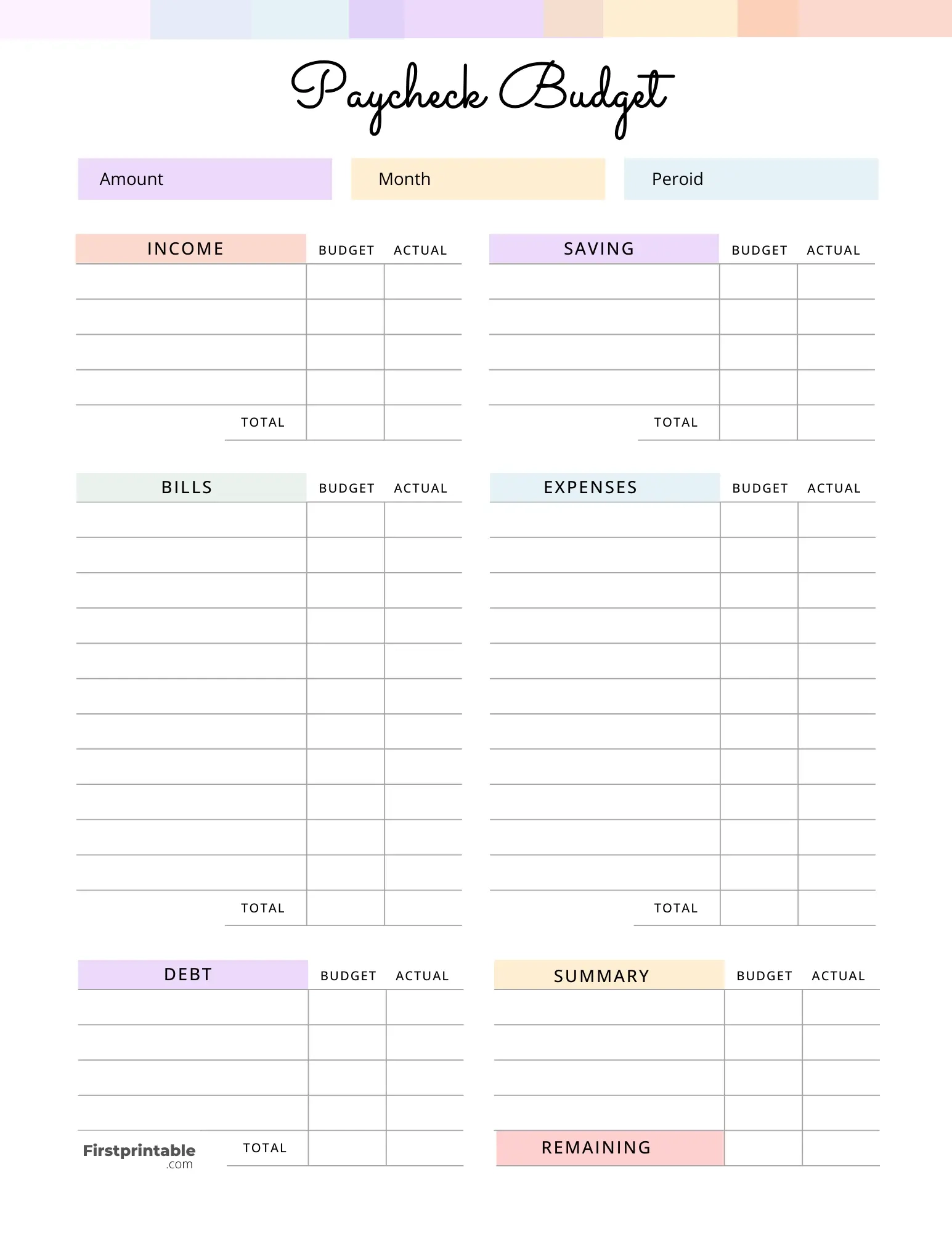 Free Budget Planner Templates Printable Fillable