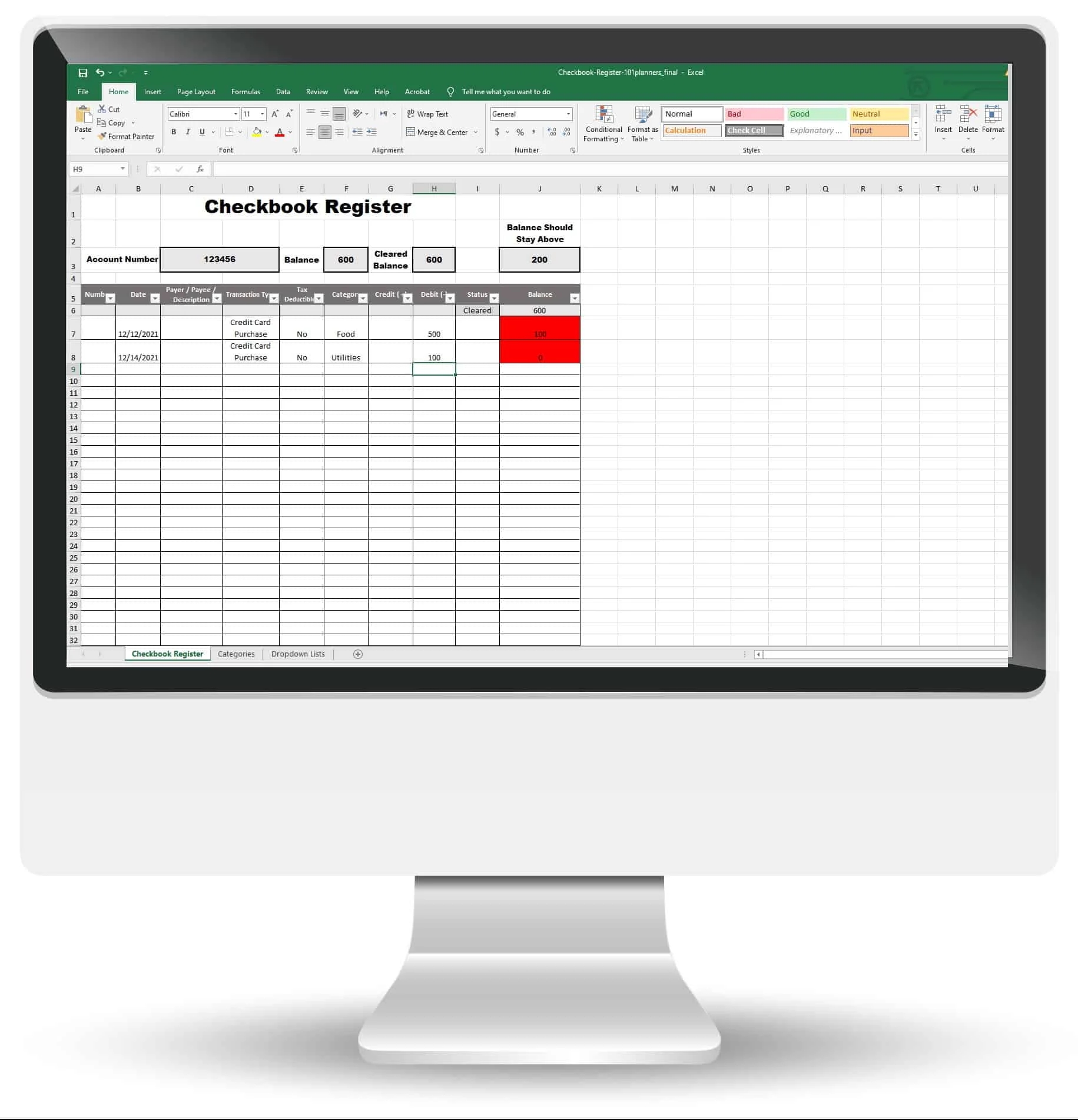 FREE Editable Check Register Template Instant Download