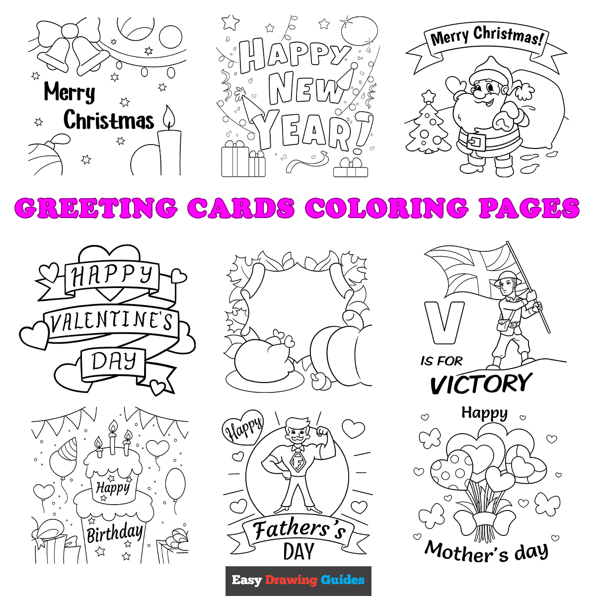 Free Greeting Cards Coloring Pages For Kids 10 Printable Sheets