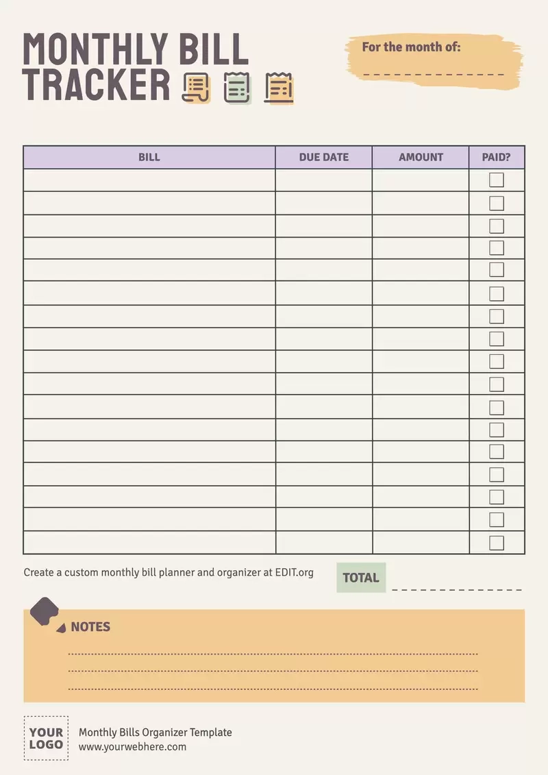 Bill Pay Checklist Free Printable