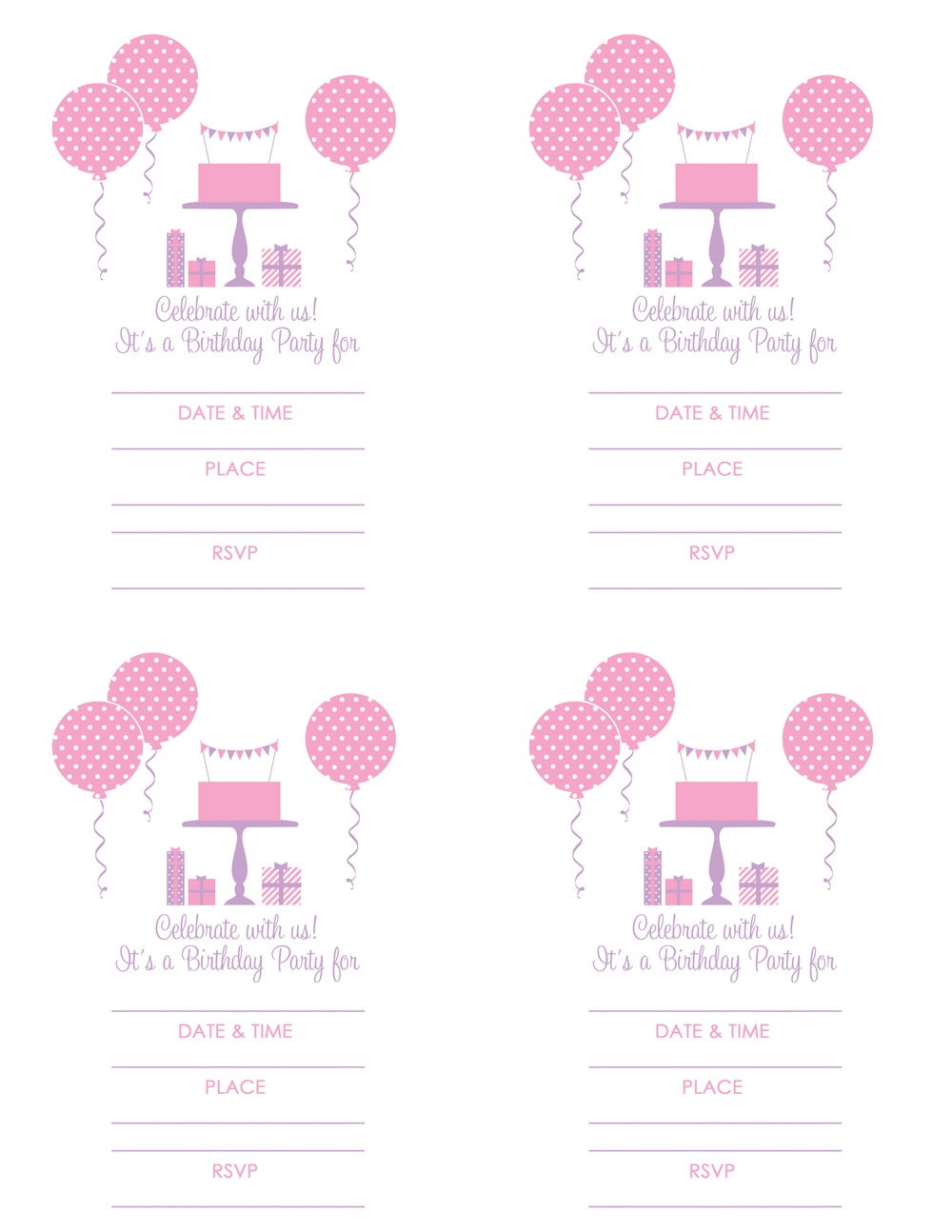 Birthday Invitations Free Printable Girl