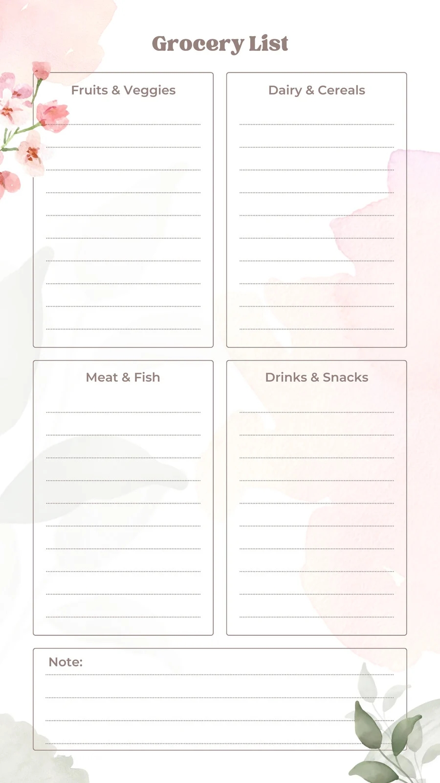 Free Printable And Customizable Grocery List Templates Canva
