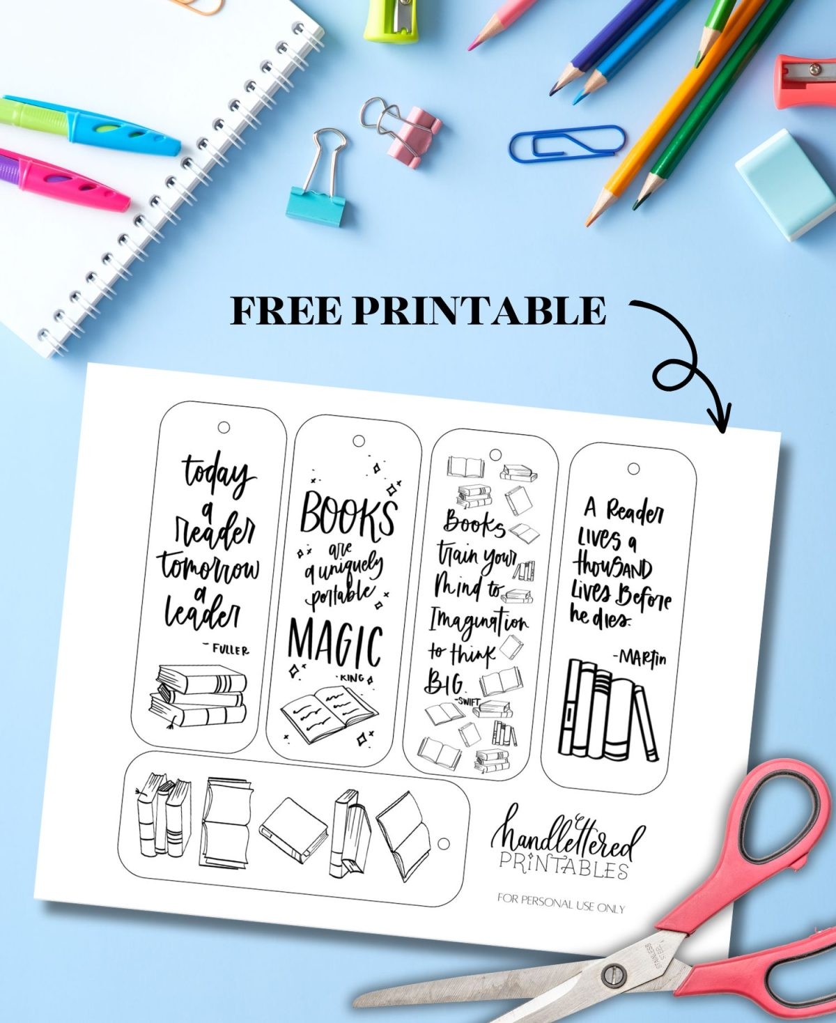 Free Printable Back To School Bookmarks Hand Lettered Printables
