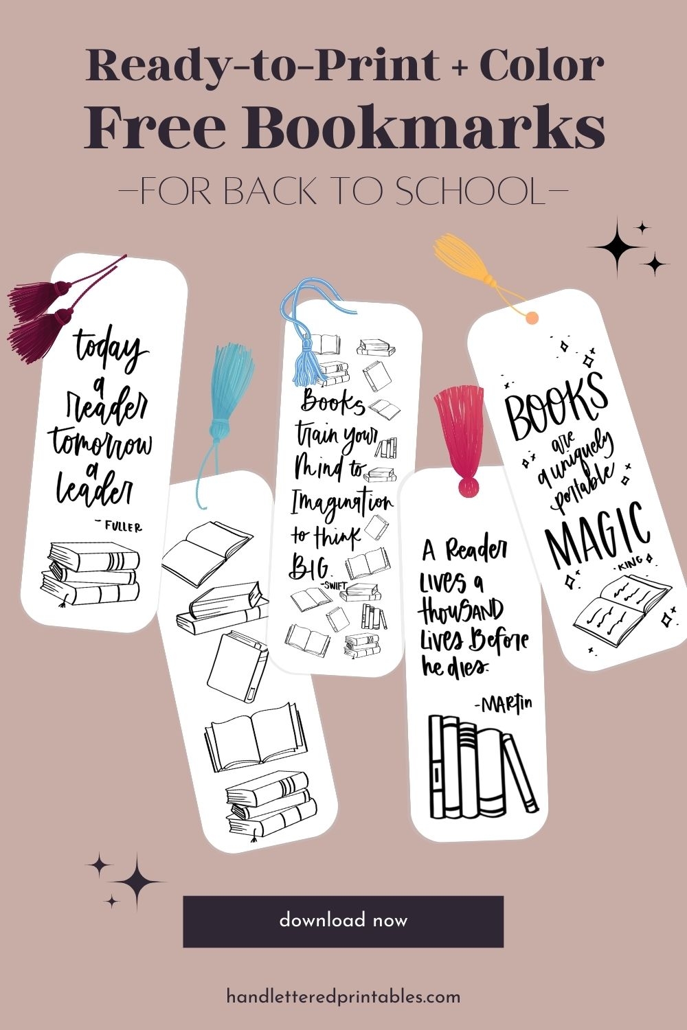 Free Printable Back To School Bookmarks Hand Lettered Printables