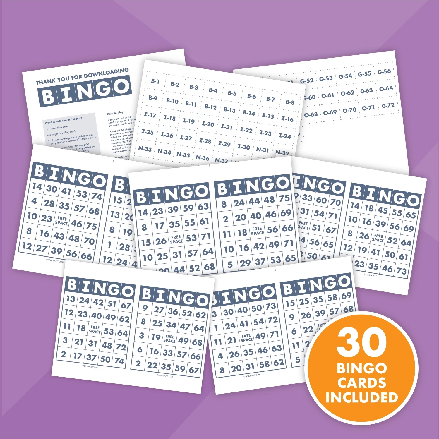 Free Printable Bingo Cards Pjs And Paint