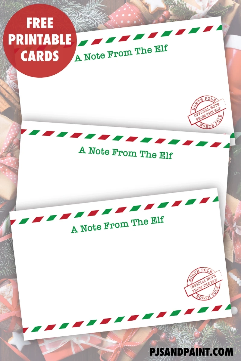 Elf On The Shelf Free Printables Note Cards