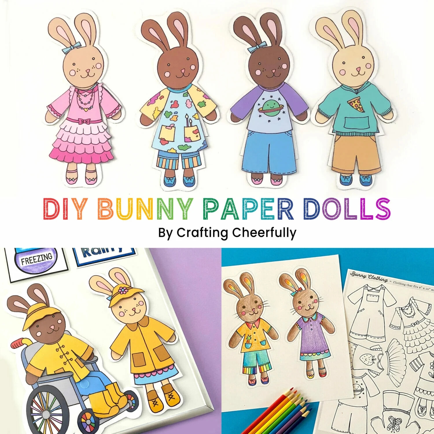 Free Printable Bunny Paper Dolls Crafting Cheerfully
