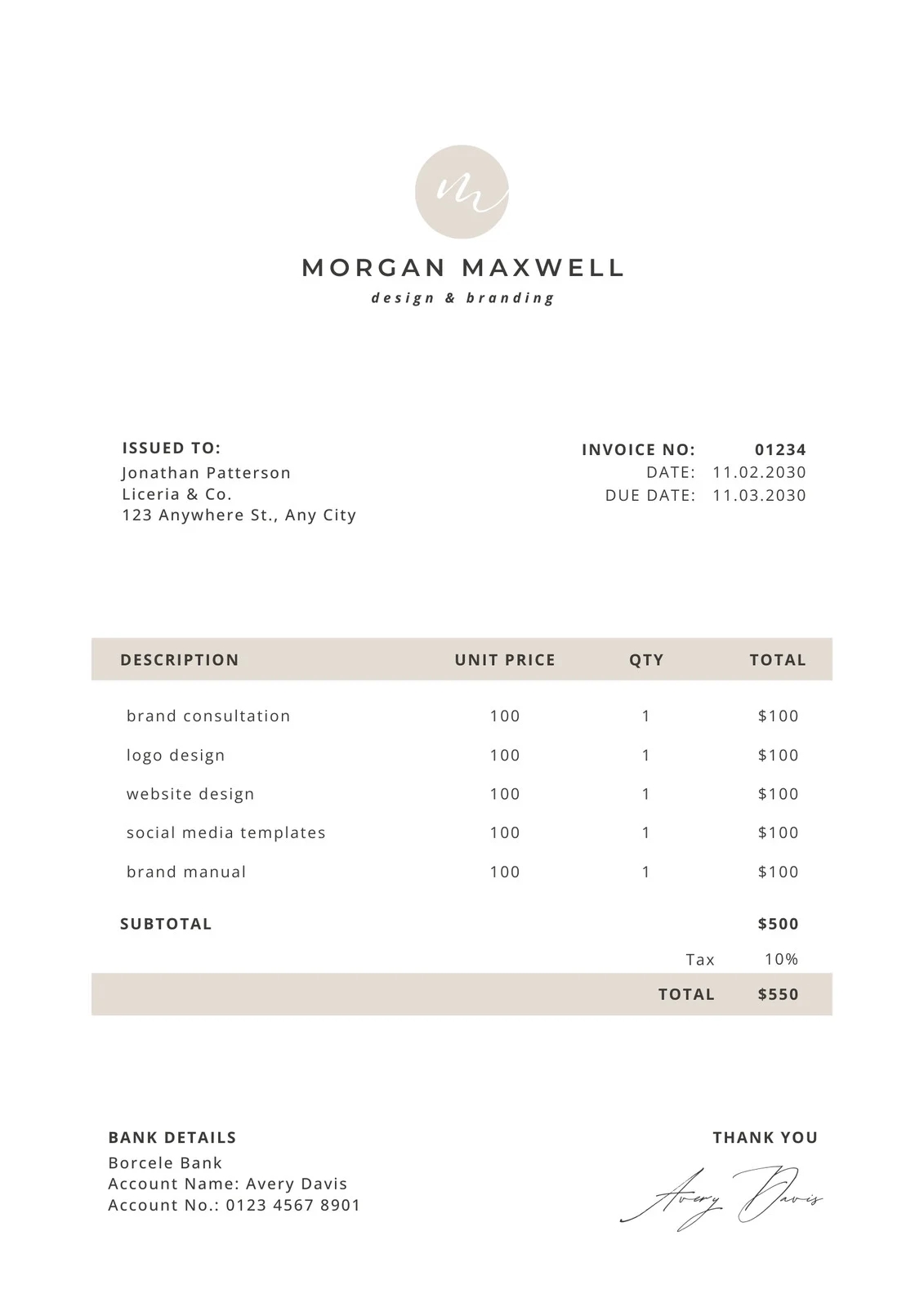 Free Printable Customizable Service Invoice Templates Canva