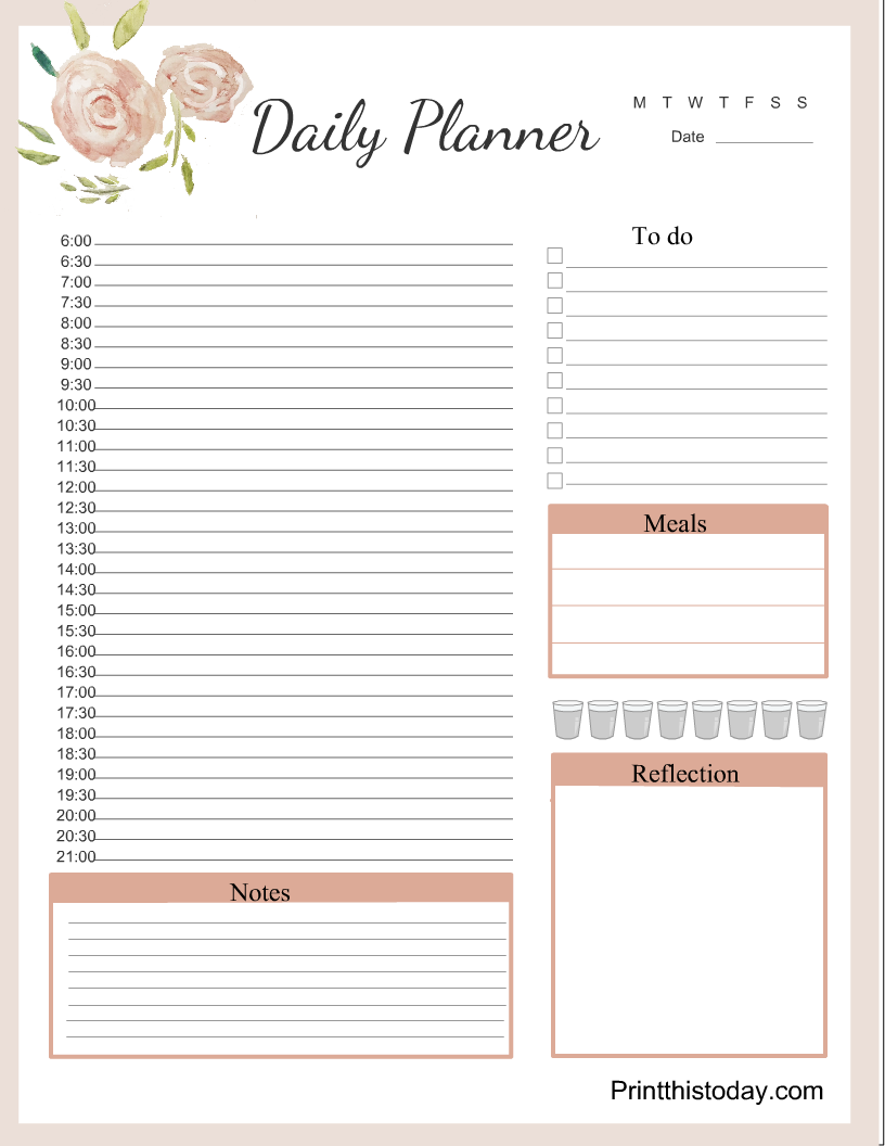 Free Printable Daily Planner Pages Templates 