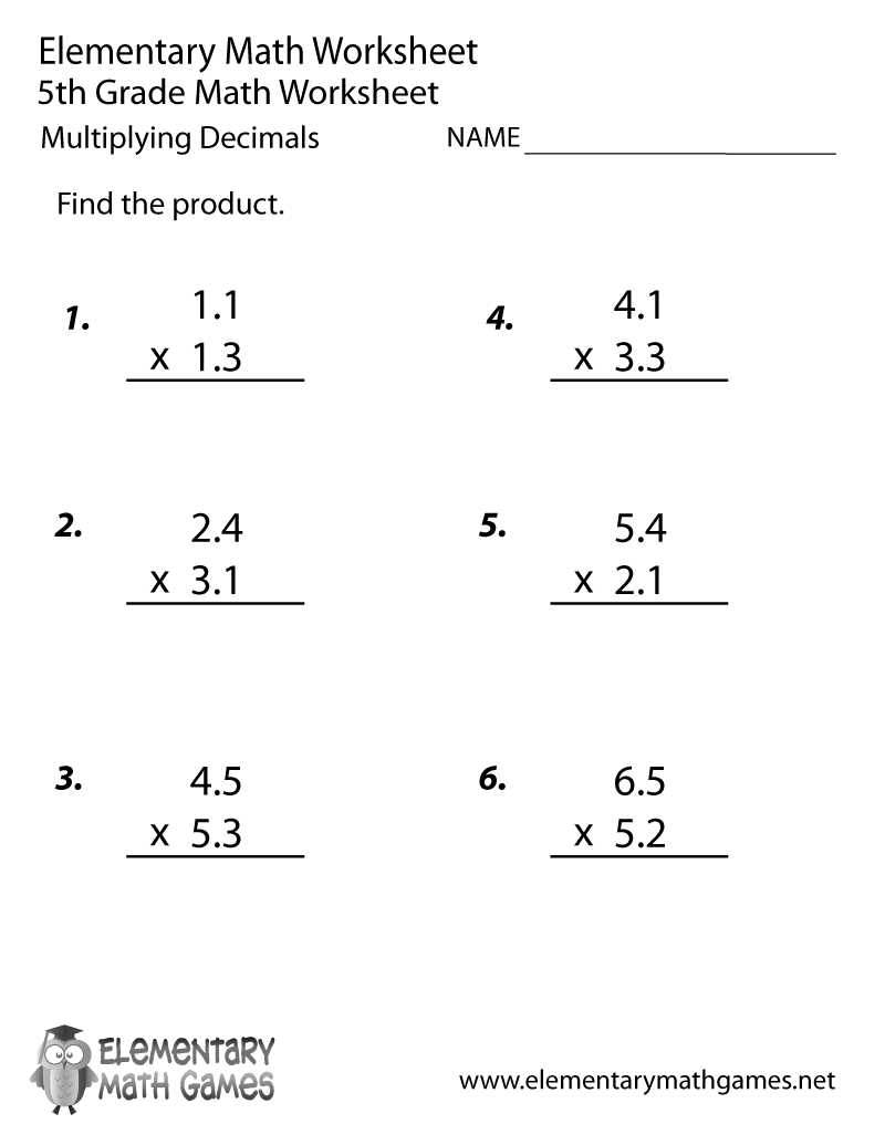 Free Math Printables For 5th