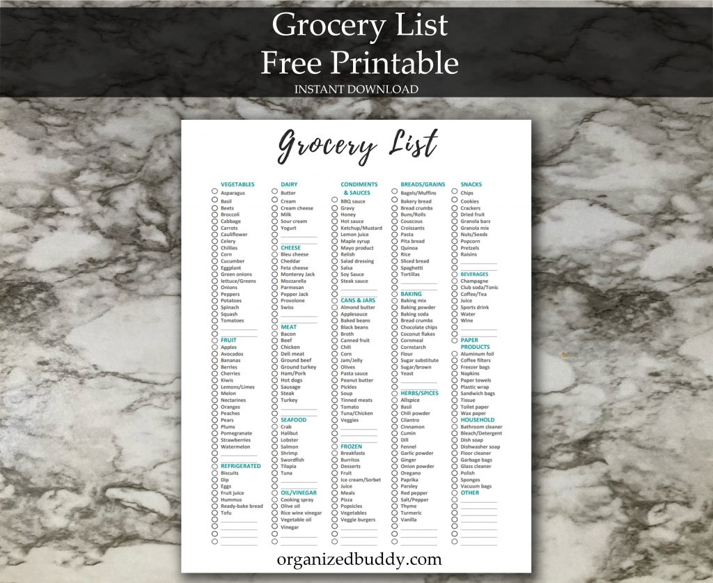 Free Printable Grocery List Save Time And Money 