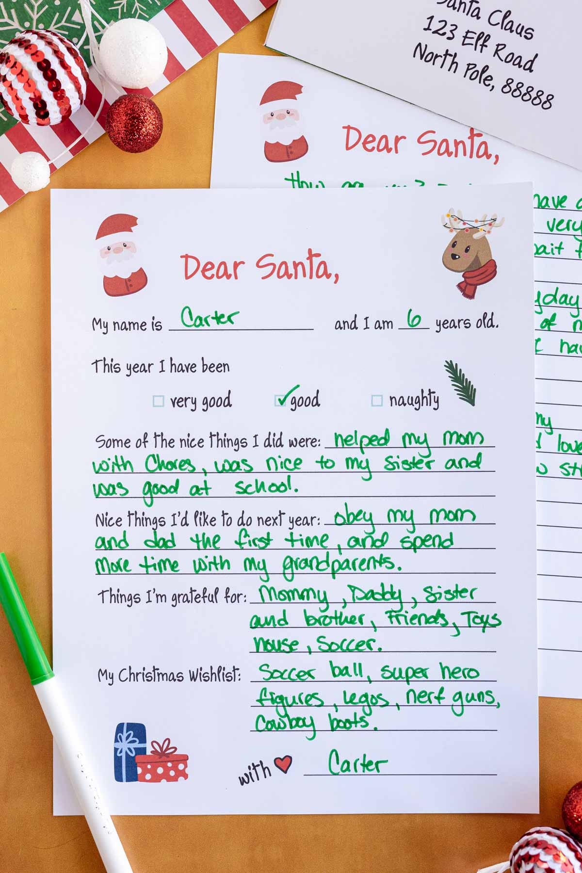 Free Printable Letters To Santa Template