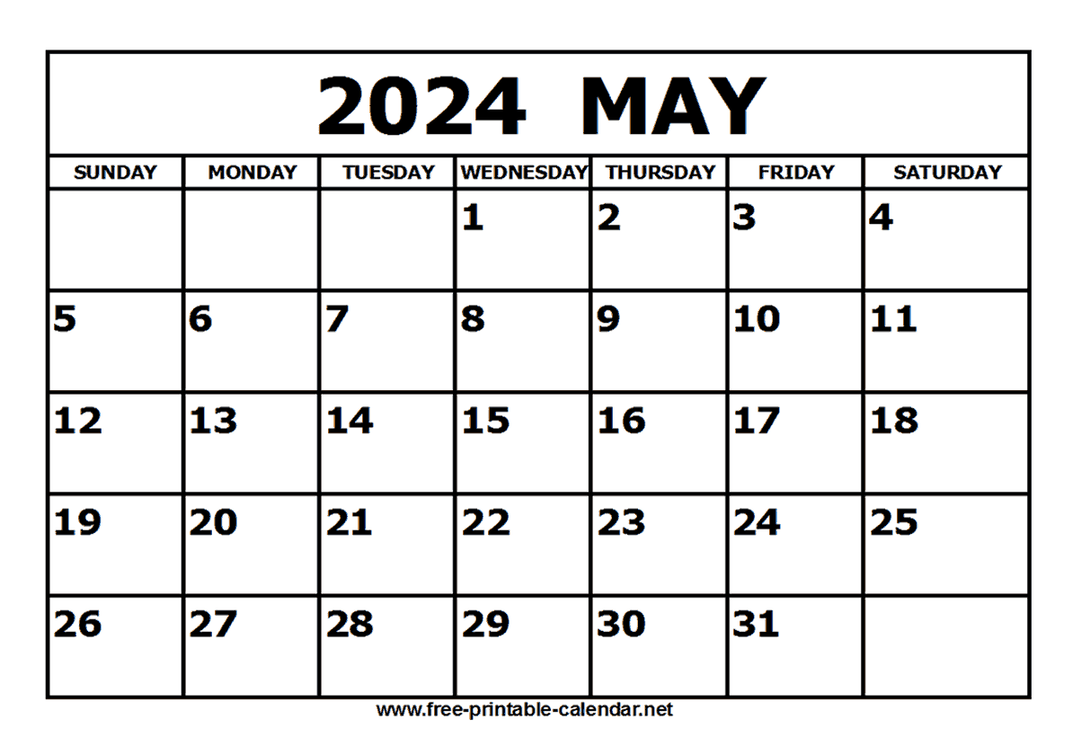 Free Printable May 2024 Calendar