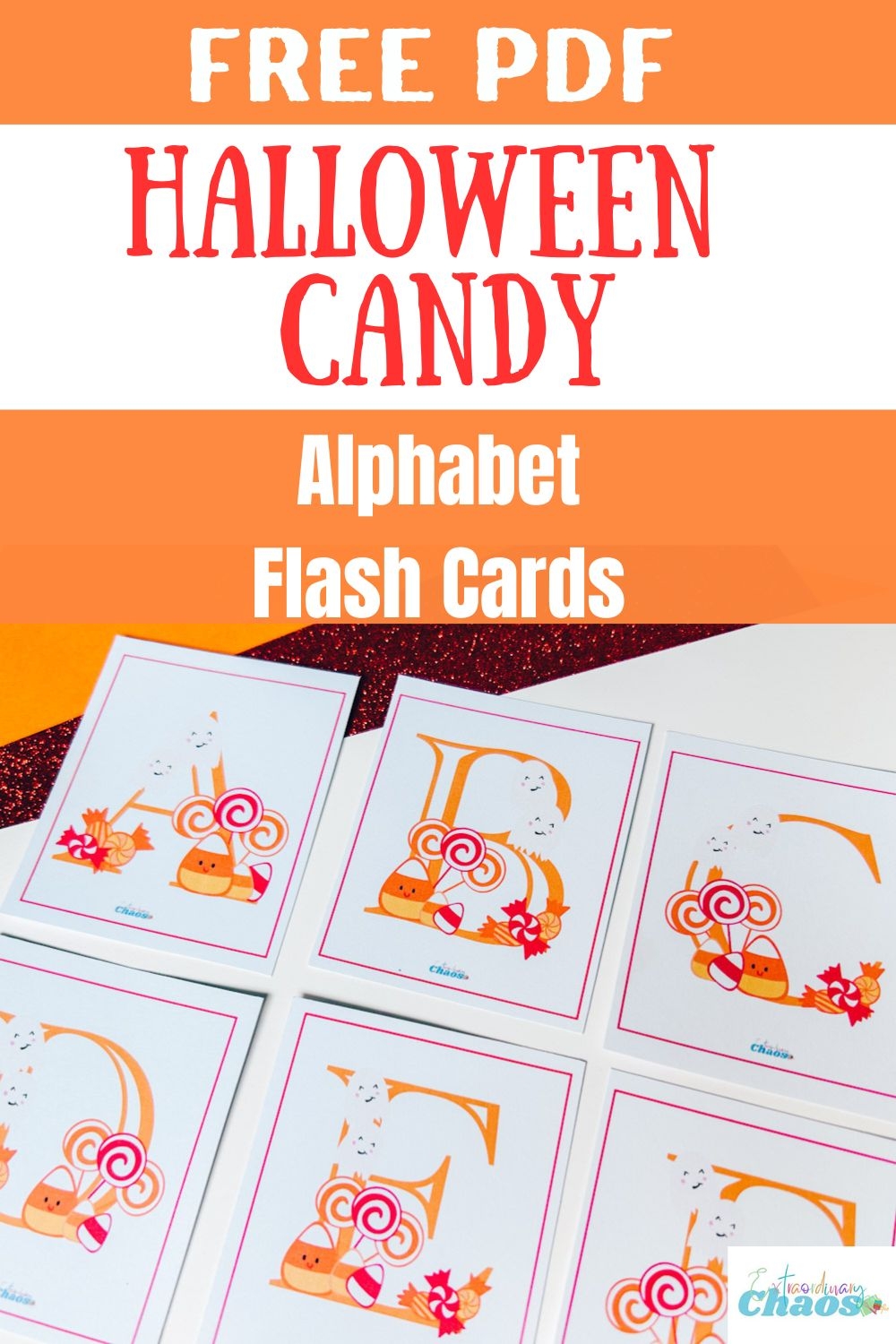 Free Printable PDF Halloween Candy Alphabet Flash Cards Extraordinary Chaos