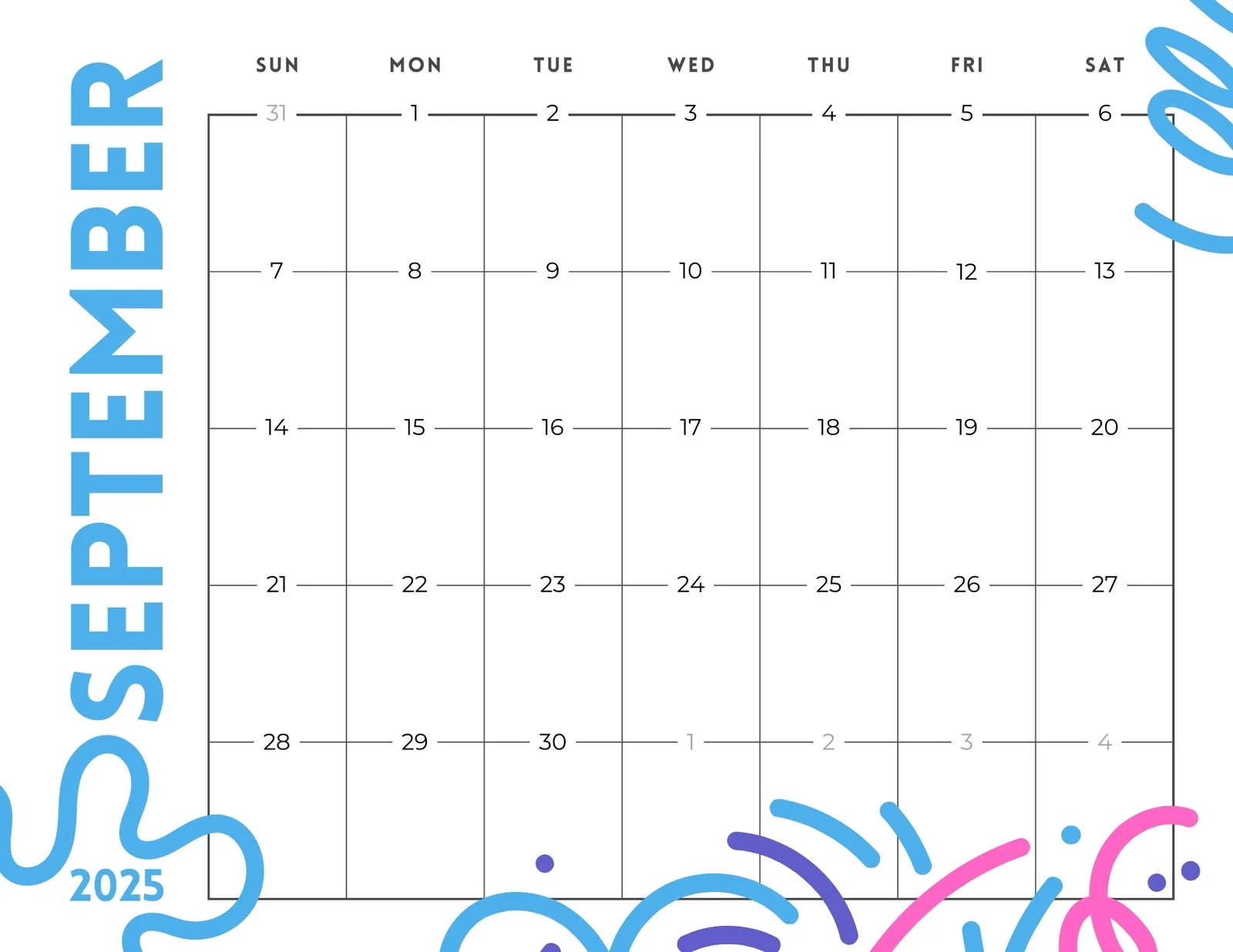 Free Printable September 2025 Calendar