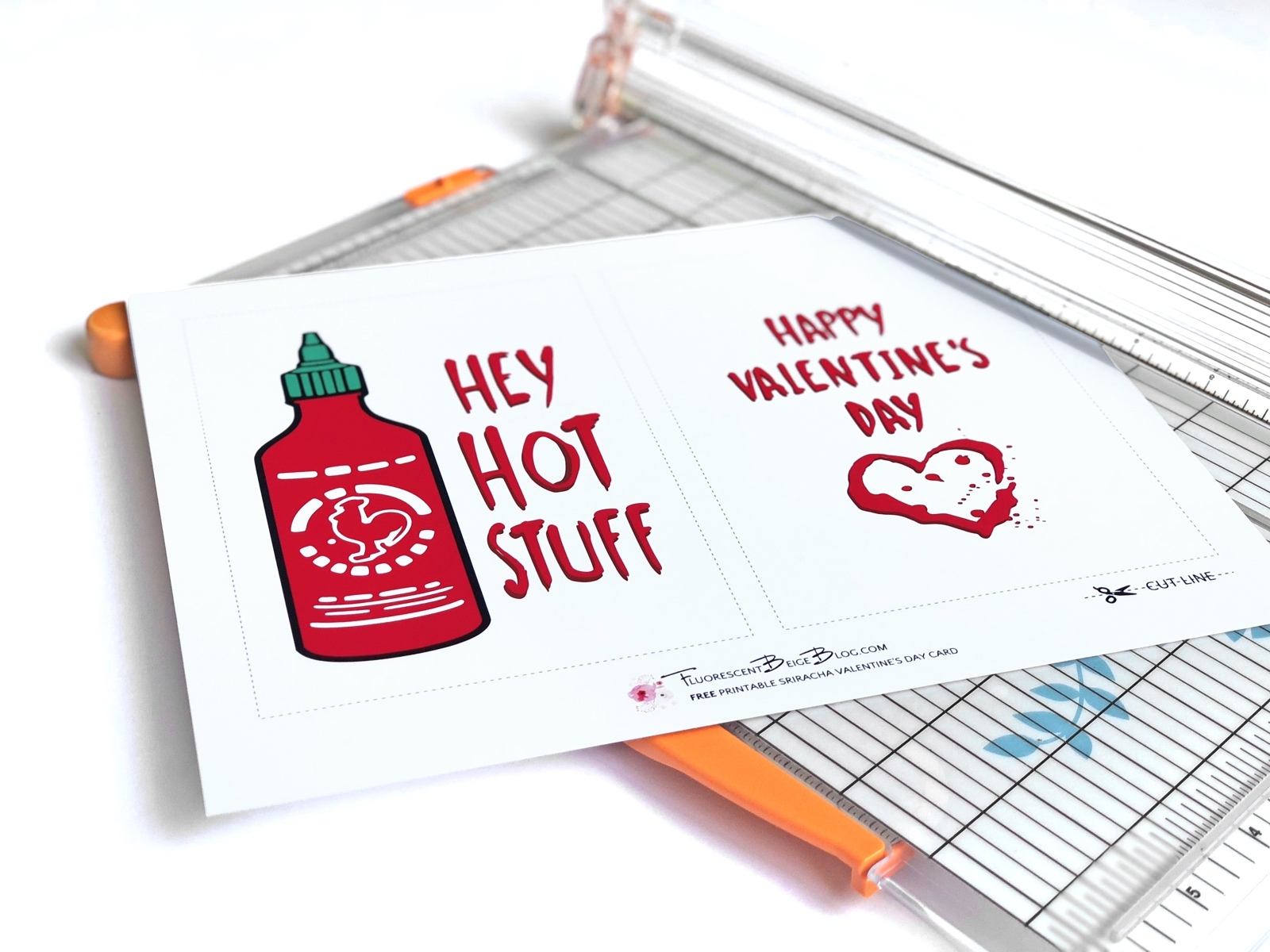 Free Printable Sriracha Valentine s Day Card Fluorescent Beige