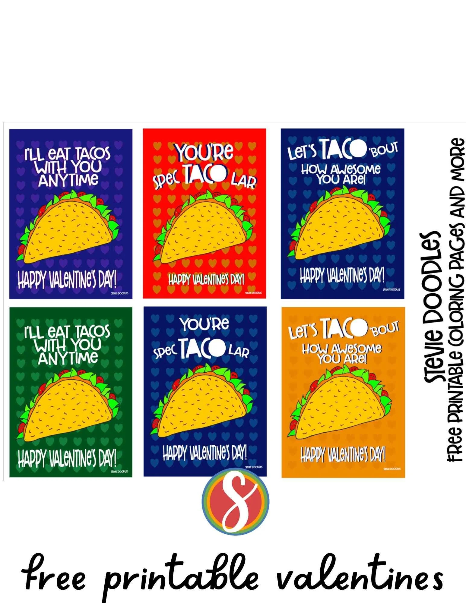 Free Printable Taco Valentines Cards Stevie Doodles